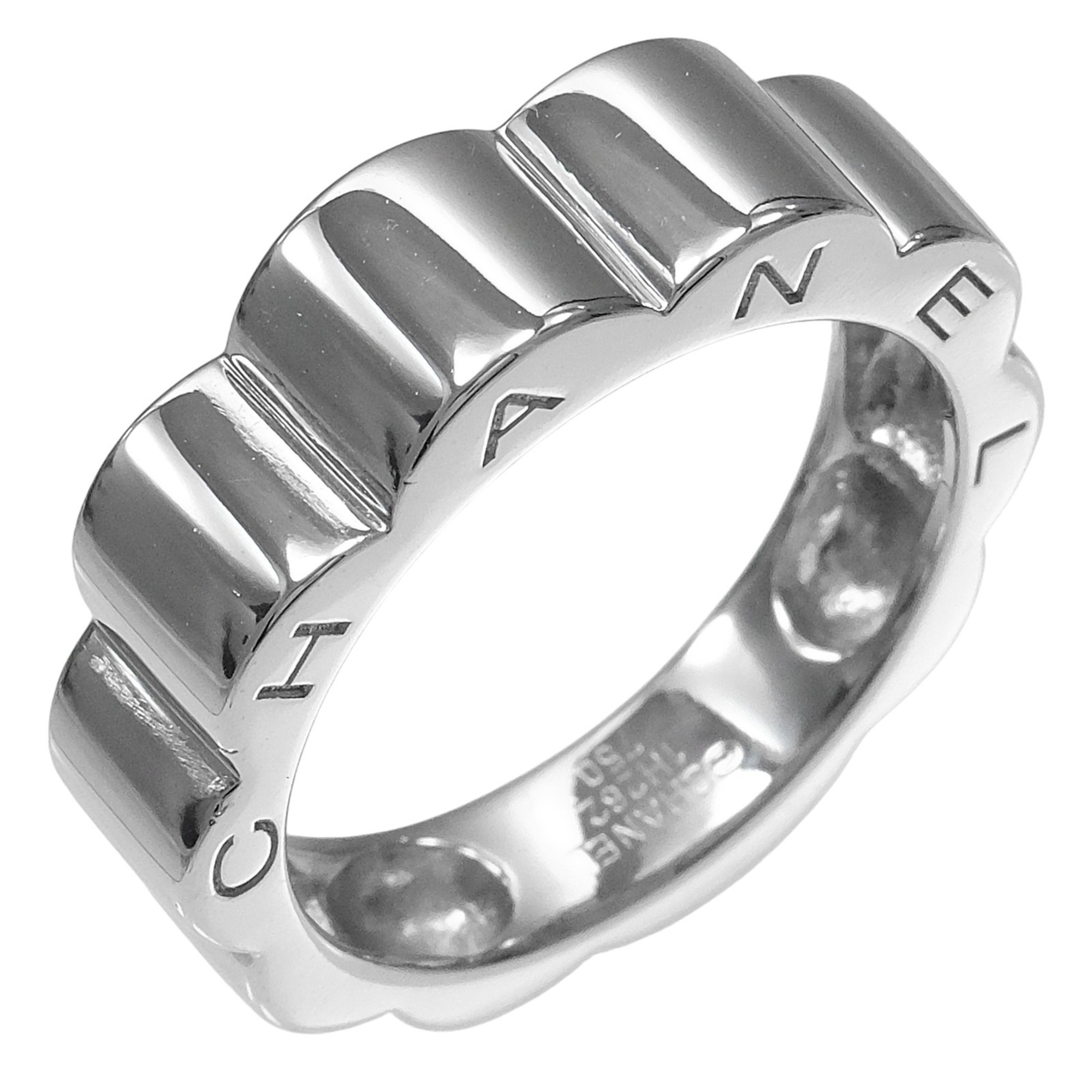 Chanel Profile Ring, Camellia Design, Size 11, 18K White Gold, Approx. 5.8g.