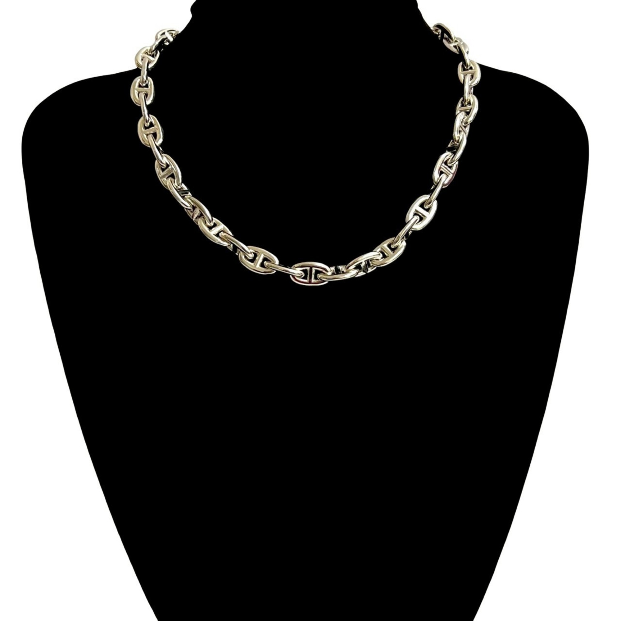 HERMES Margiela-era Chaine d\'Ancre PM Necklace, 44 links, 925 silver, chain, choker, 20757
