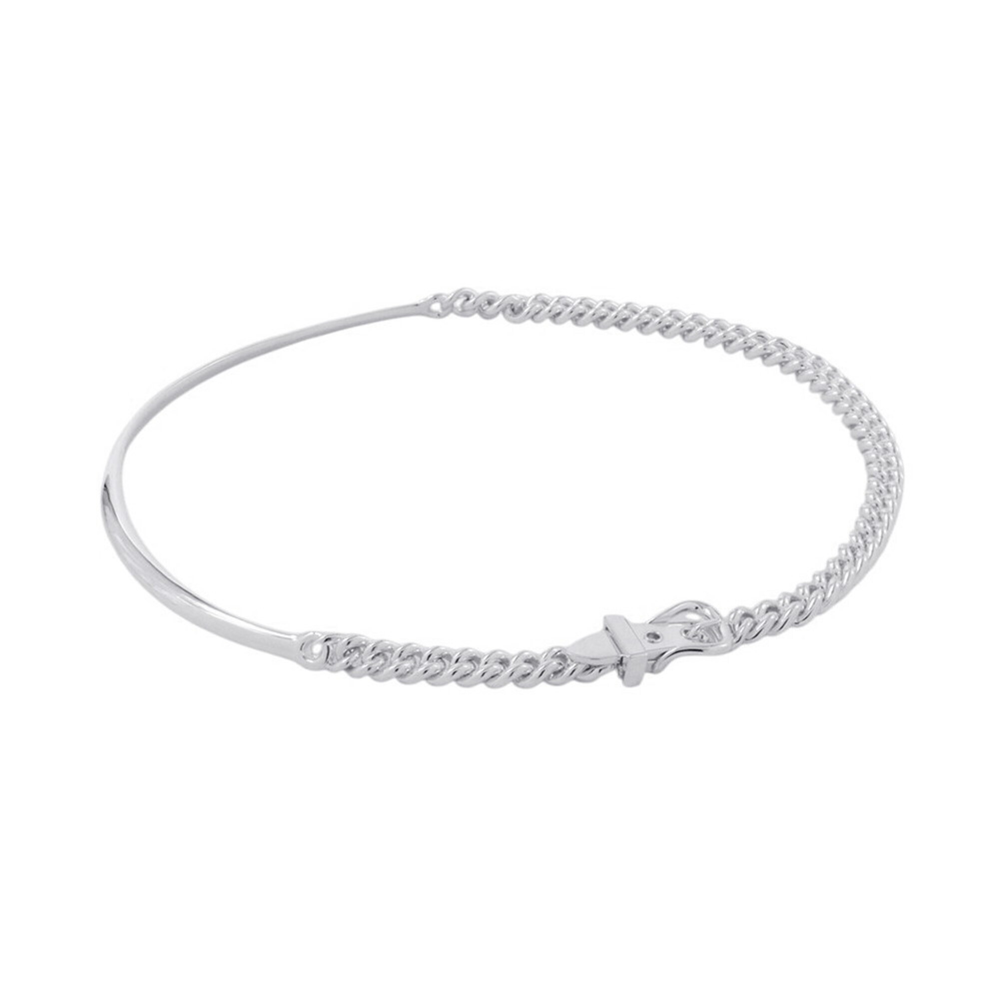 Hermes Necklace Boucles Sellier Inflexible SV925 Silver Size PM 44 HERMES