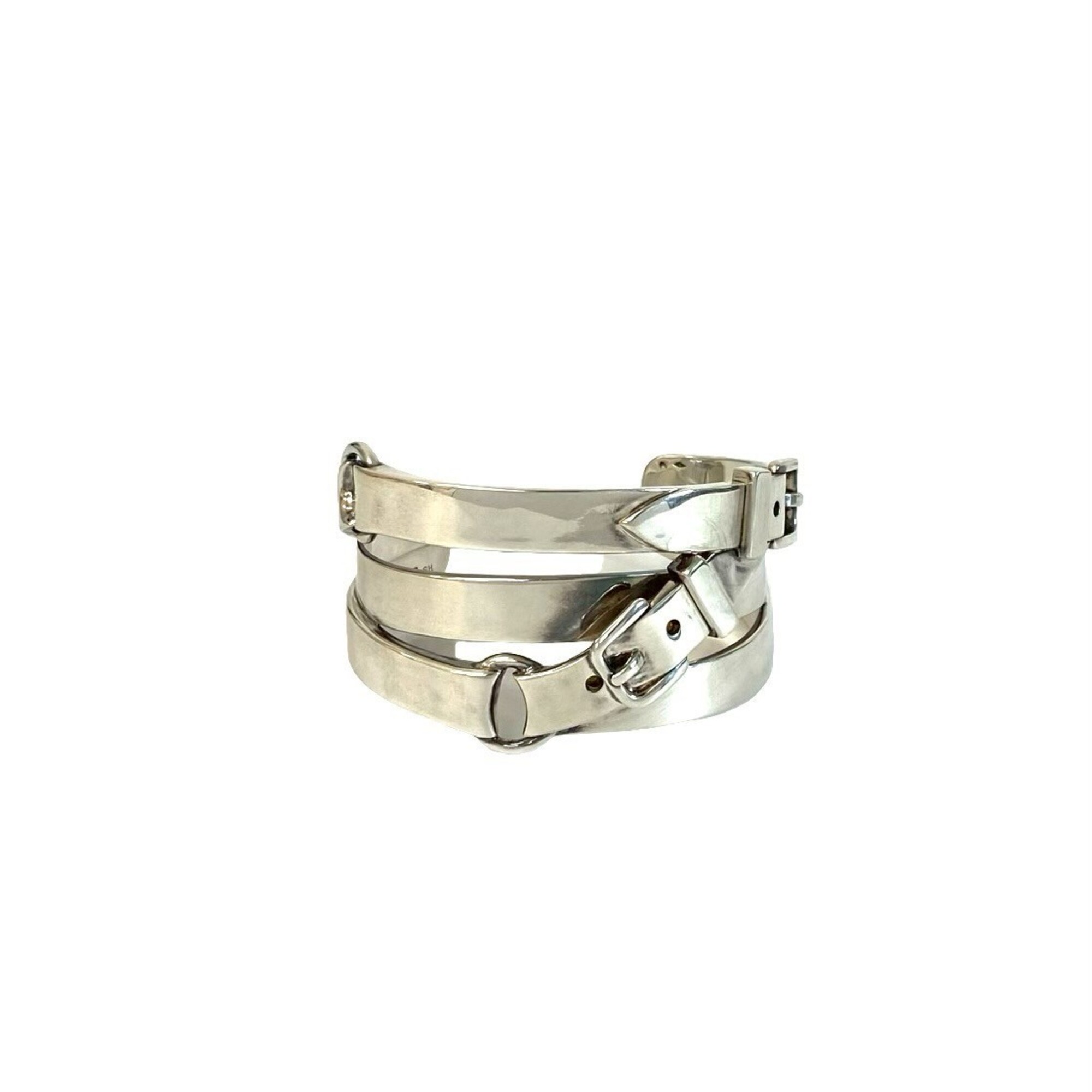 HERMES Hermes Ceinture Triple Strap Belt Sterling Silver 925 Bangle Bracelet Accessory 480-3