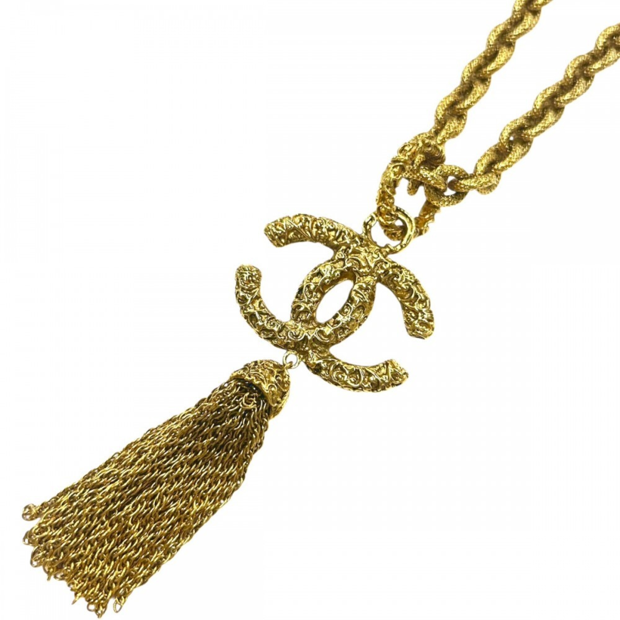 Chanel Women\'s Necklace, Coco Mark Long Magma Accessory, Lava, Vintage Tassel Design, CHANEL GP 93A