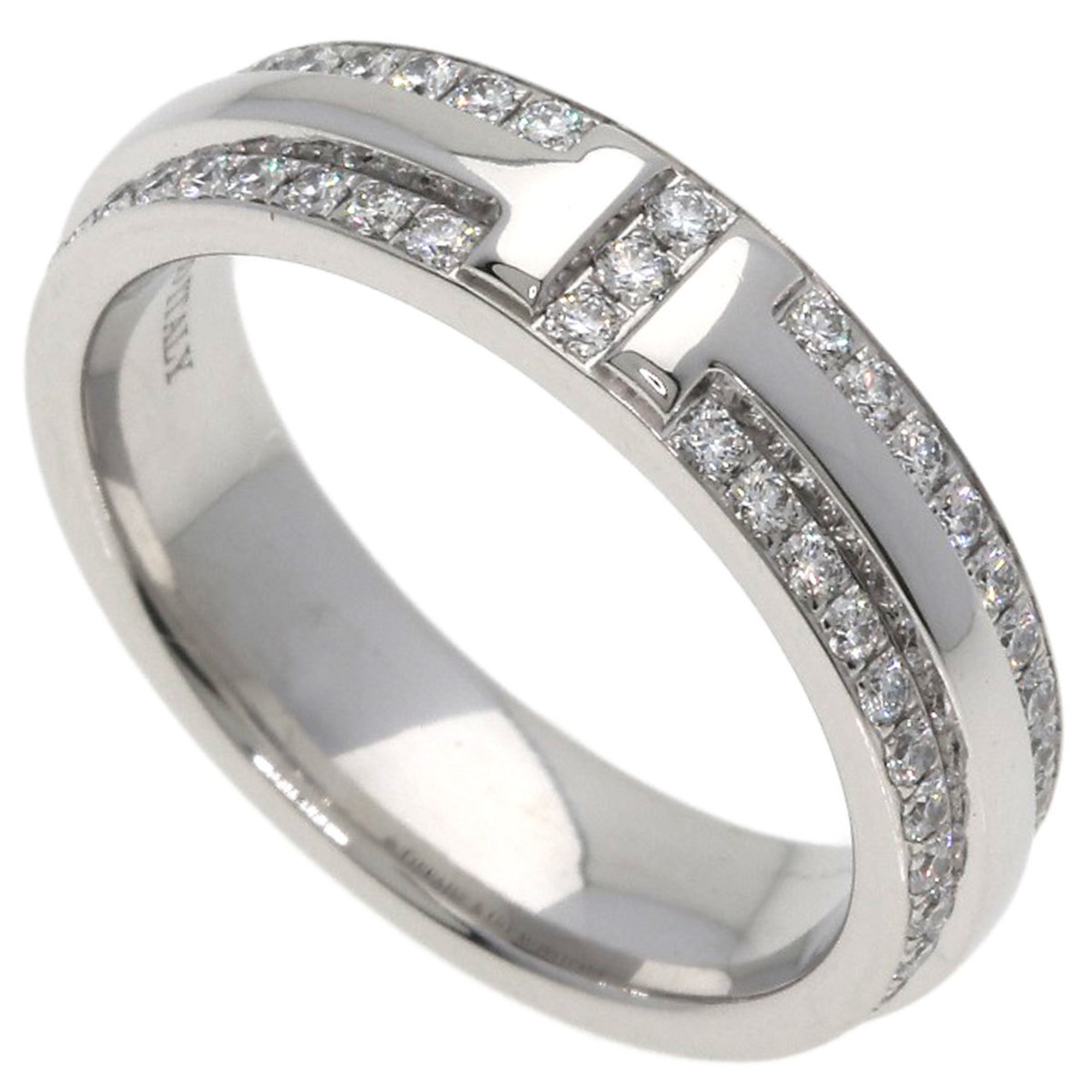 Tiffany & Co. TTWO Narrow Pave Diamond Ring, 18K White Gold, Women\'s.