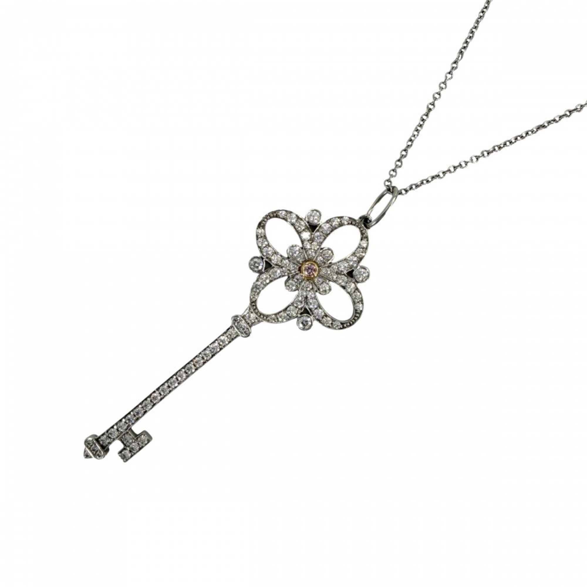 Tiffany & Co. Victoria Key Necklace for Women, Jewelry Accessory, Pt950 Platinum, 18K Yellow Gold, P