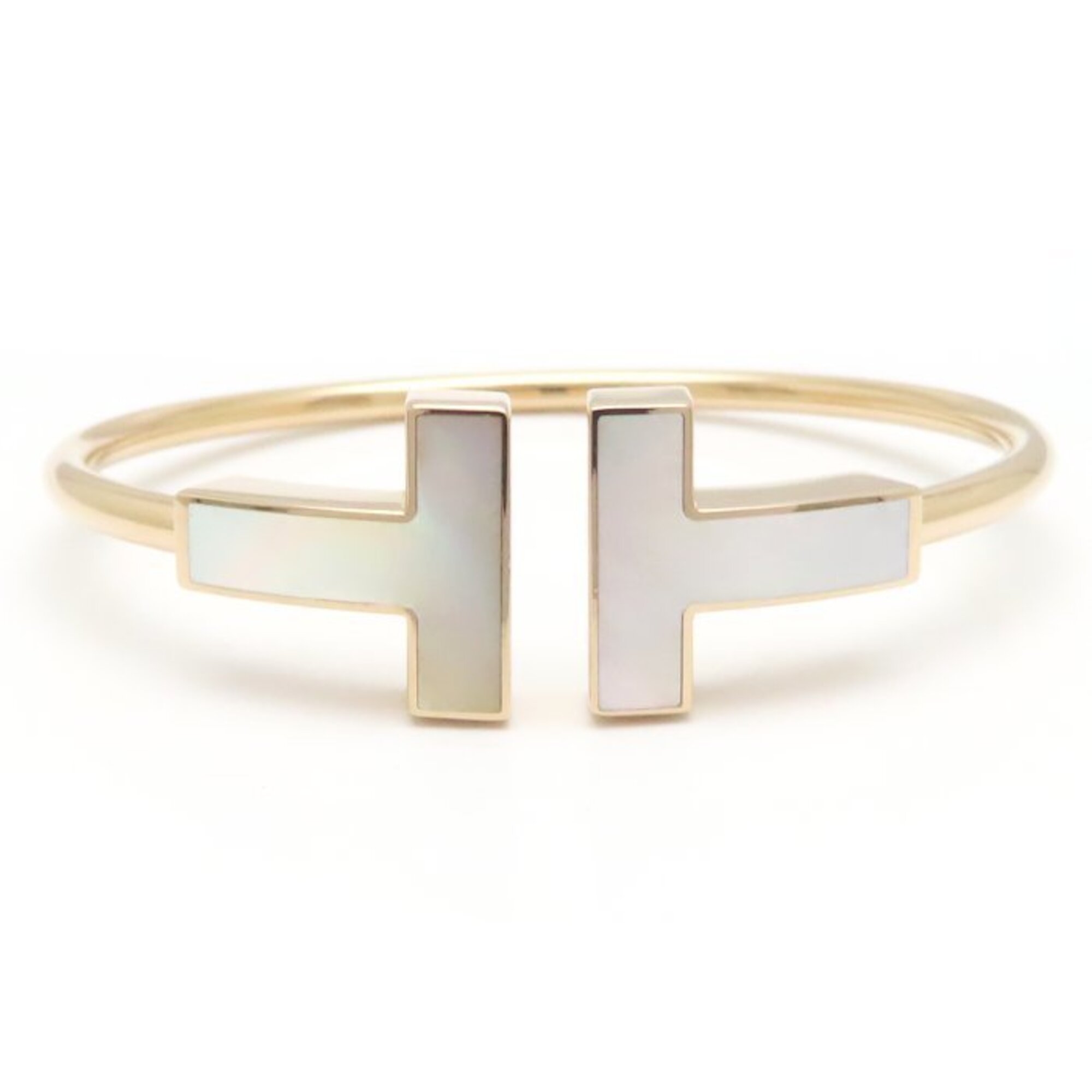 TIFFANY&Co. Tiffany T Wire Bangle Wide Mother-of-Pearl 18K Rose Gold Women\'s 295304
