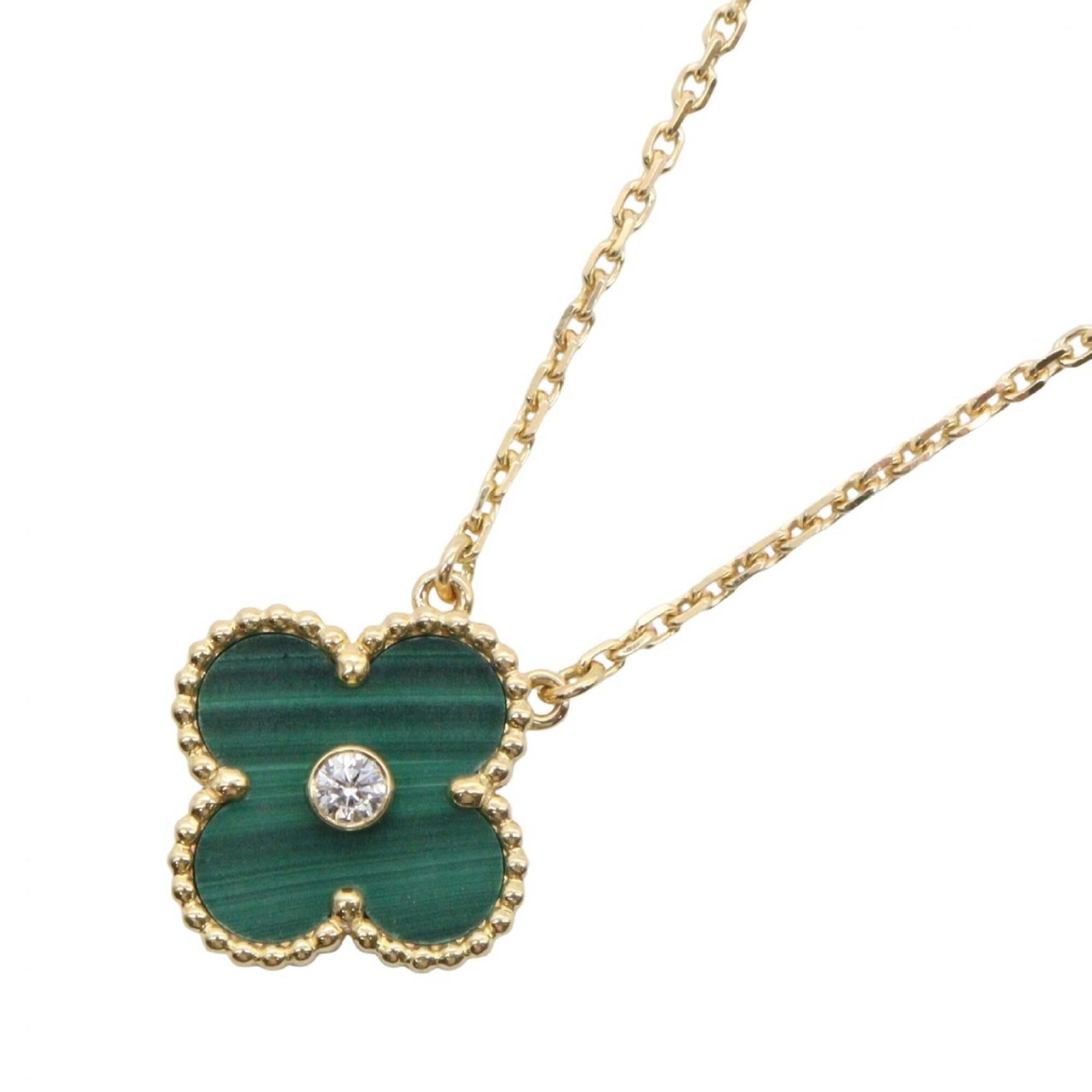 Van Cleef & Arpels Vintage Alhambra Malachite Diamond Necklace (18K Yellow Gold) - A women\'s neckla