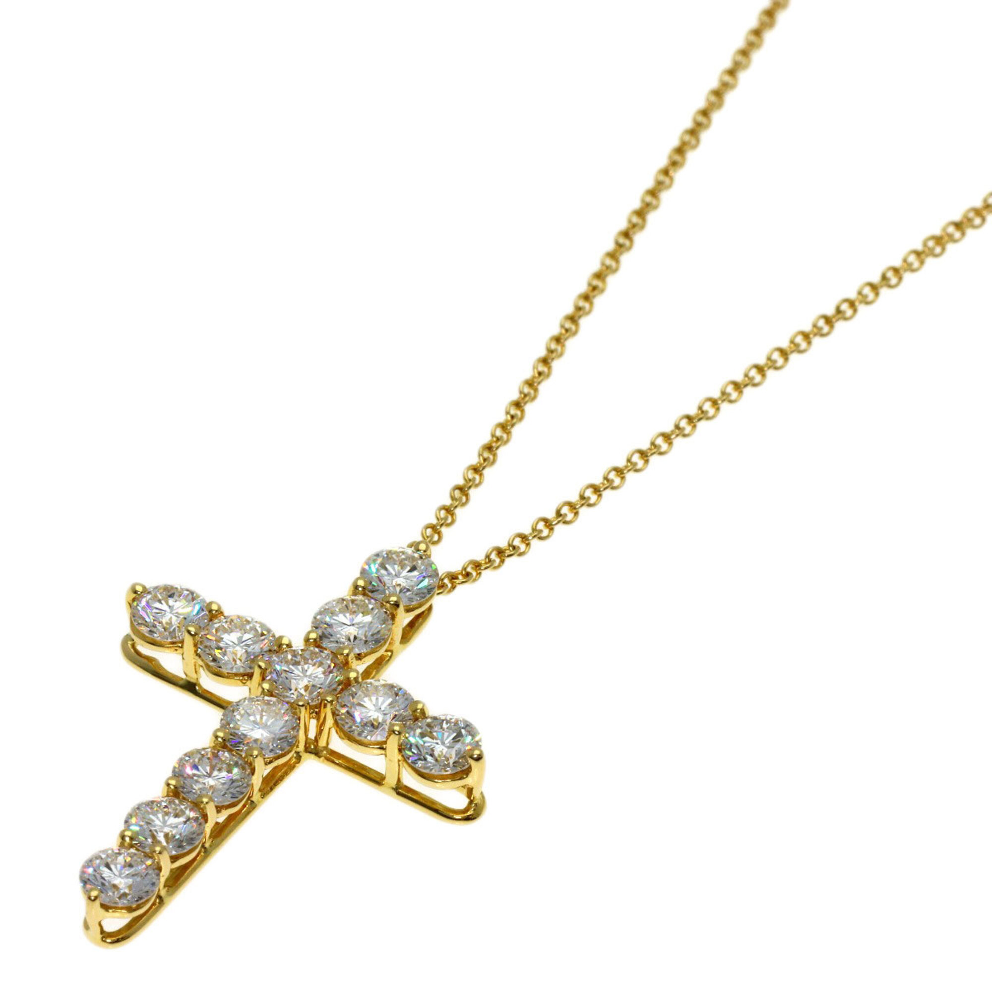 Tiffany & Co. Large Cross Diamond Necklace, 18K Yellow Gold, Women\'s.