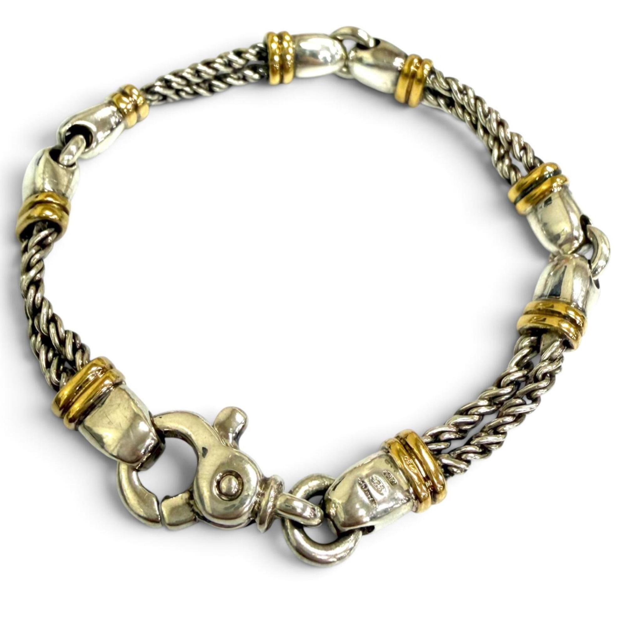 TIFFANY&Co. Tiffany 750 SV925 Double Rope Bracelet, Silver, Yellow Gold, Men\'s & Women\'s