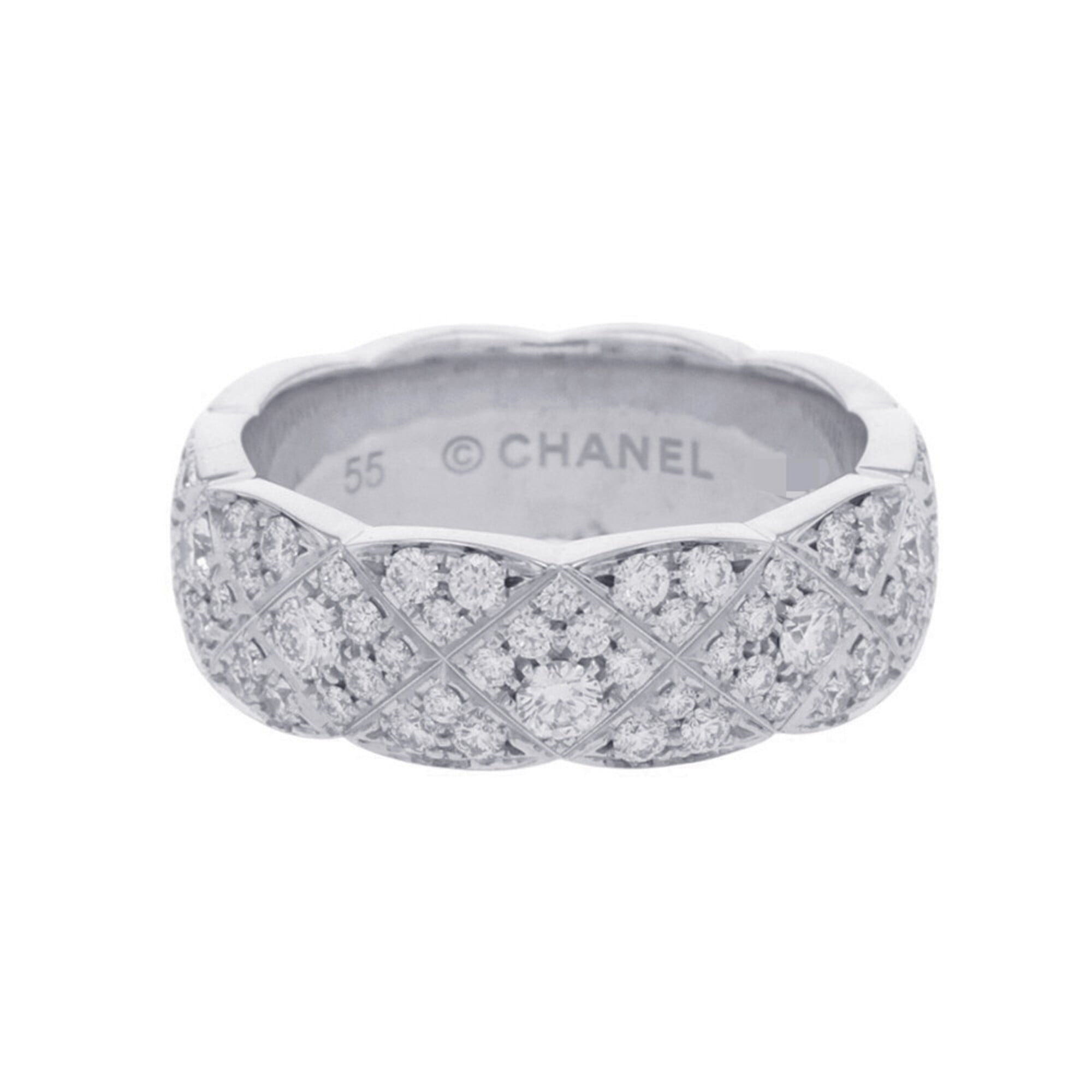 Chanel Coco Crush Collection Medium Ring, 120 Diamonds (approx. 1.73ct total), 18K White Gold, Size