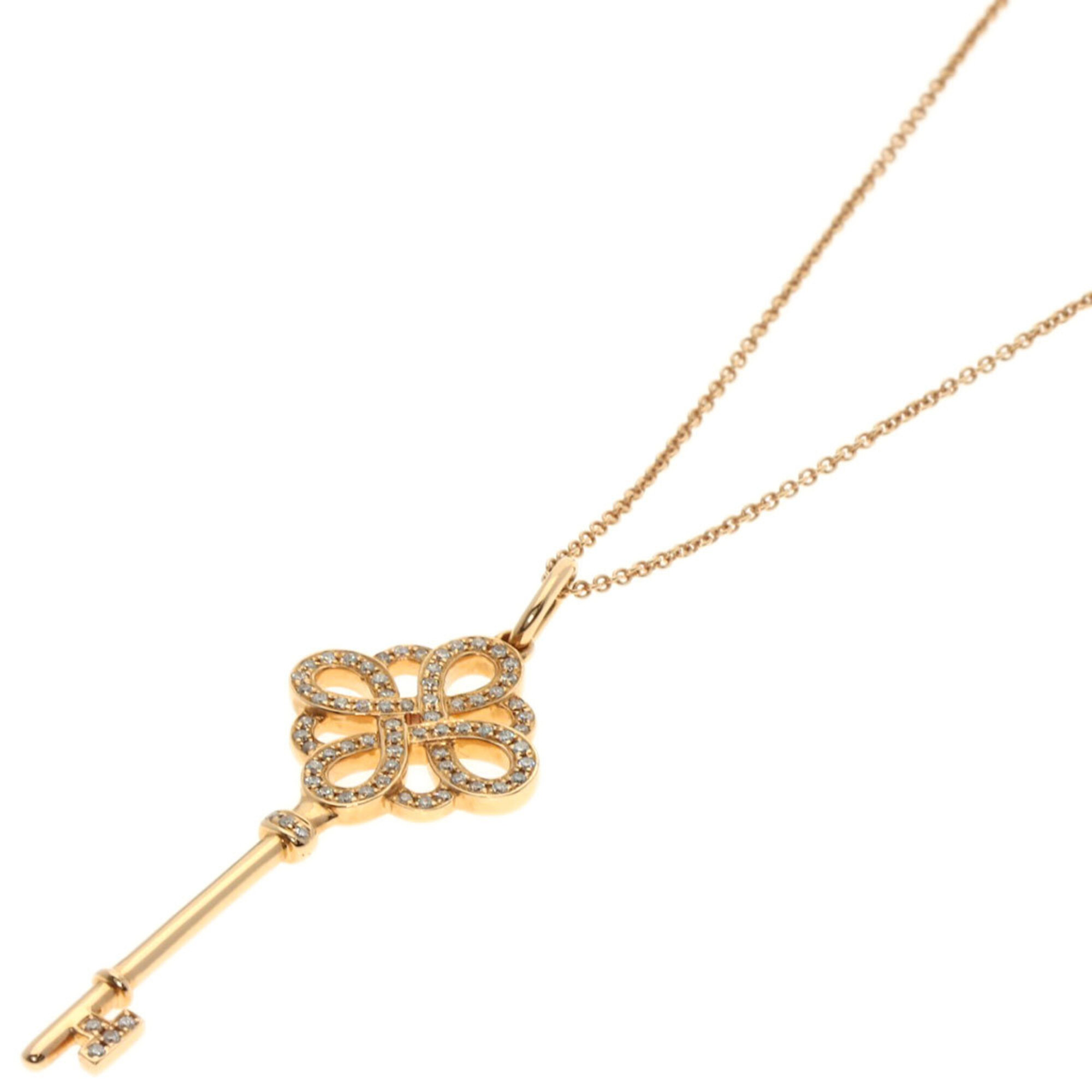 Tiffany Knot Key Diamond Necklace in 18K Pink Gold for Women