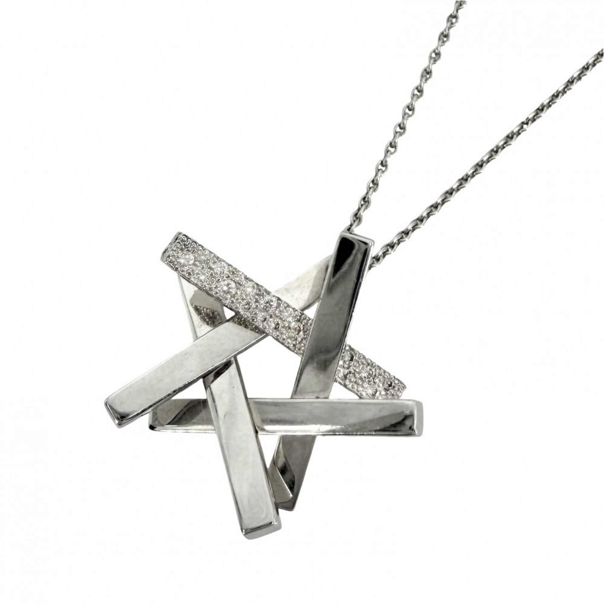 Tiffany & Co. Women\'s Star Necklace, 18K White Gold (Au750), Diamond, Approx. 10.9g