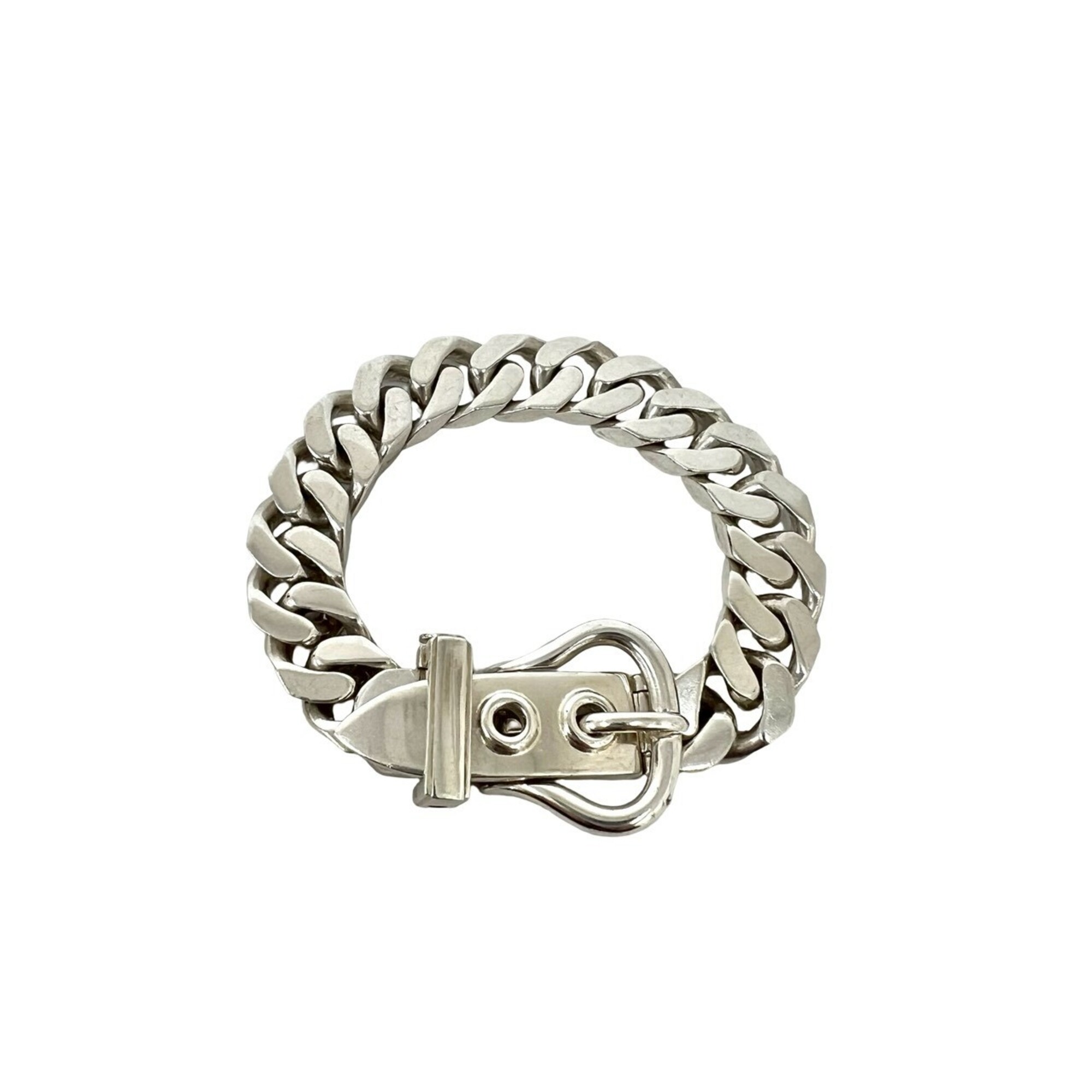 HERMES Boucles Sellier MM Bracelet, Sterling Silver 925, Chain Accessory, Silver, 41947