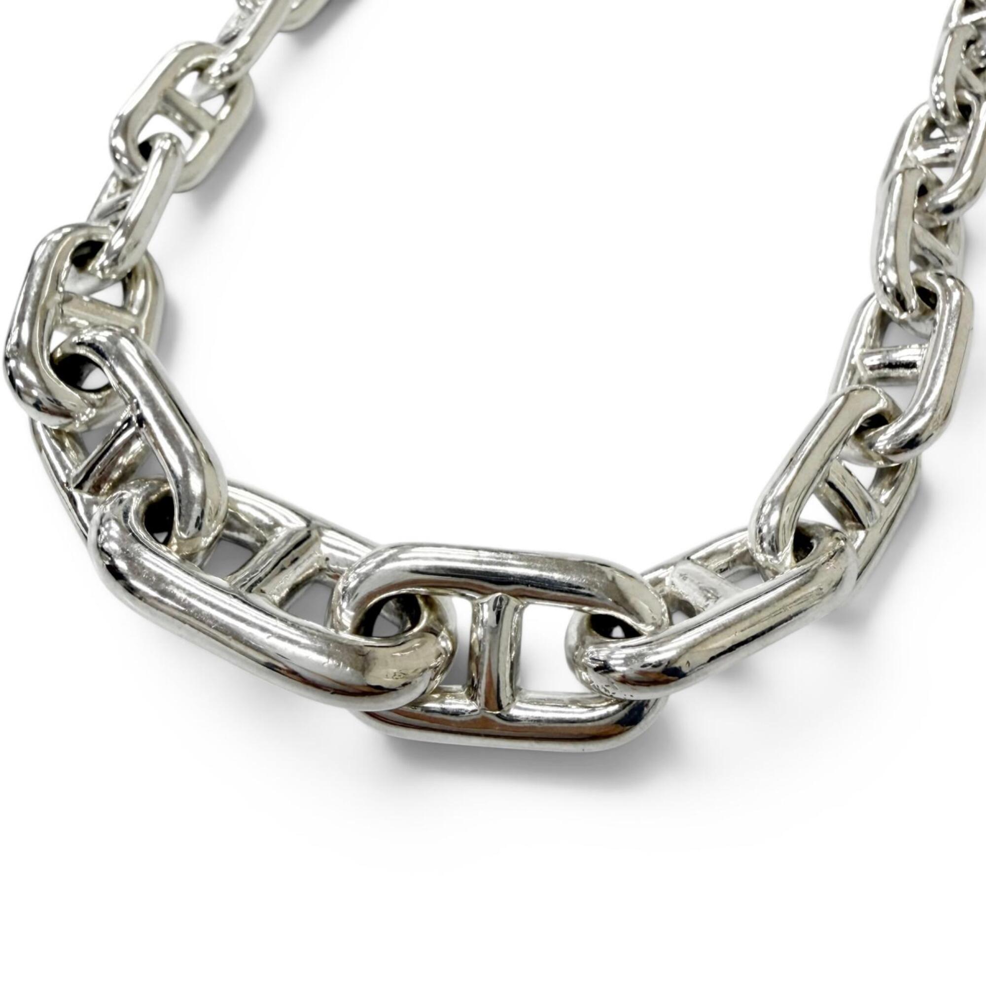 HERMES Vintage SV925 Chaine d\'Ancre Crescendo Necklace, Early Edition, 37 Links, Silver, Weight 98g