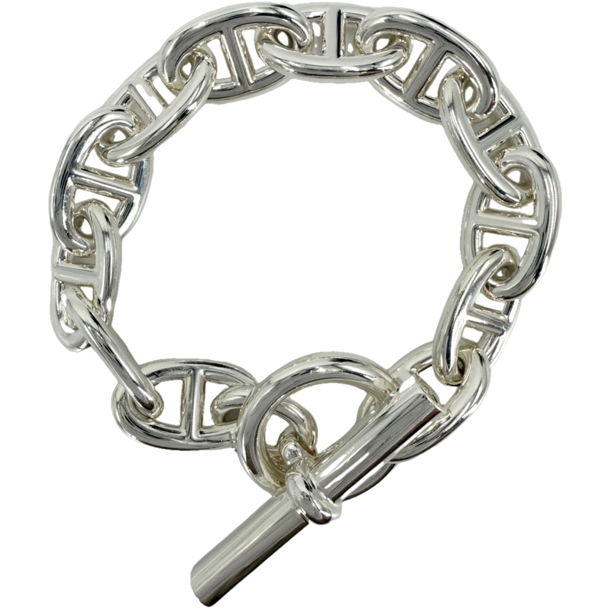 Hermes Chaine d\'Ancre TGM bracelet for men, 12 links, sterling silver (925), approximately 107.7g.