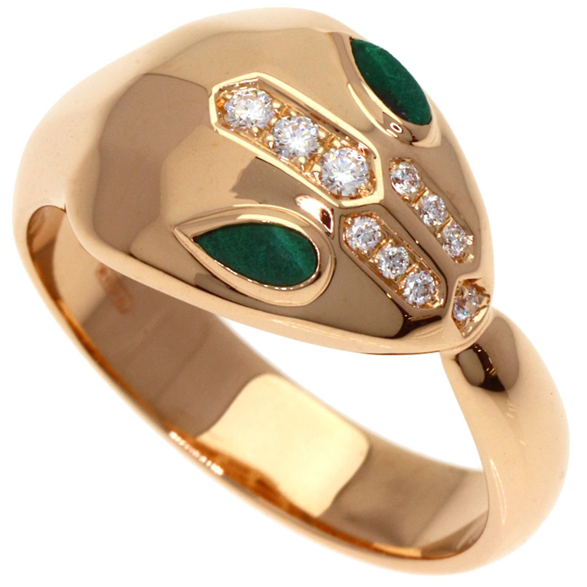 Bulgari Serpenti Diamond Malachite Ring, 18K Pink Gold, Women\'s BVLGARI