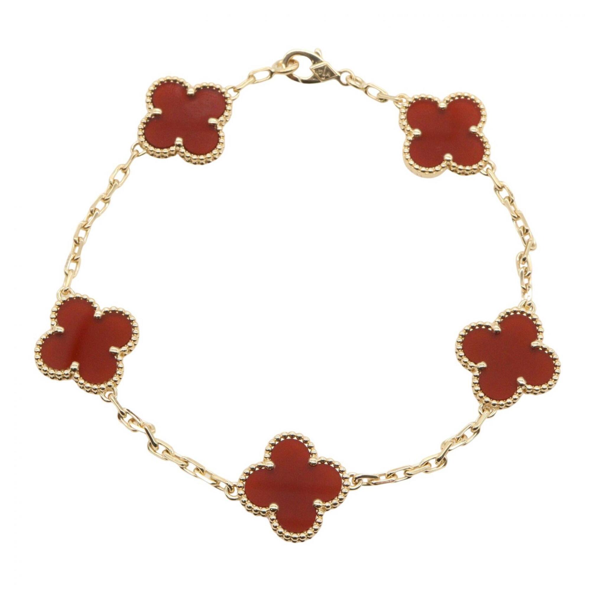 Van Cleef & Arpels Vintage Alhambra Carnelian Bracelet, 18K (Yellow Gold), Carnelian, Women\'s, Gold