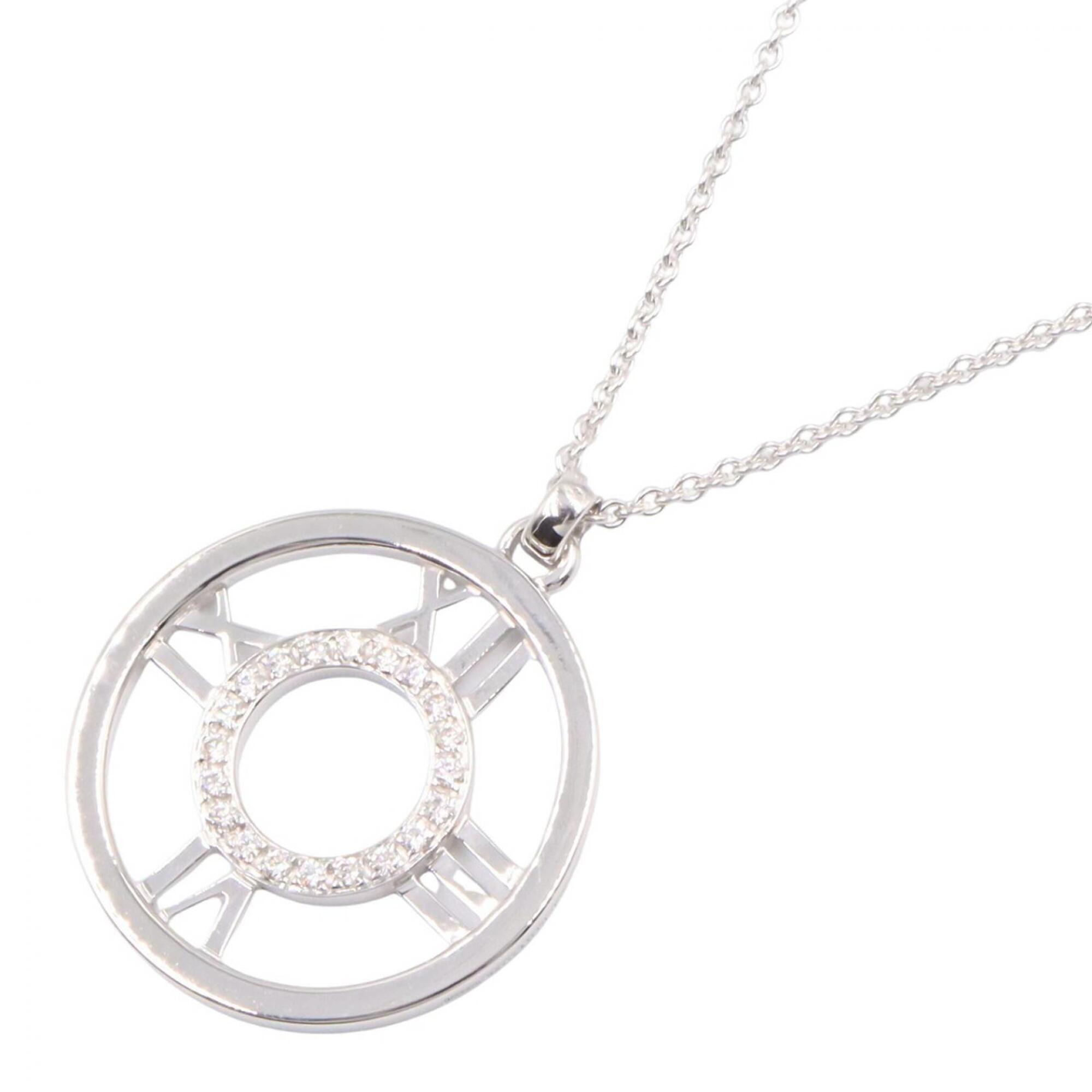 Tiffany & Co. Atlas Diamond Necklace, 18K White Gold (18KWG), Diamond, Women\'s, Silver Tone, Clear