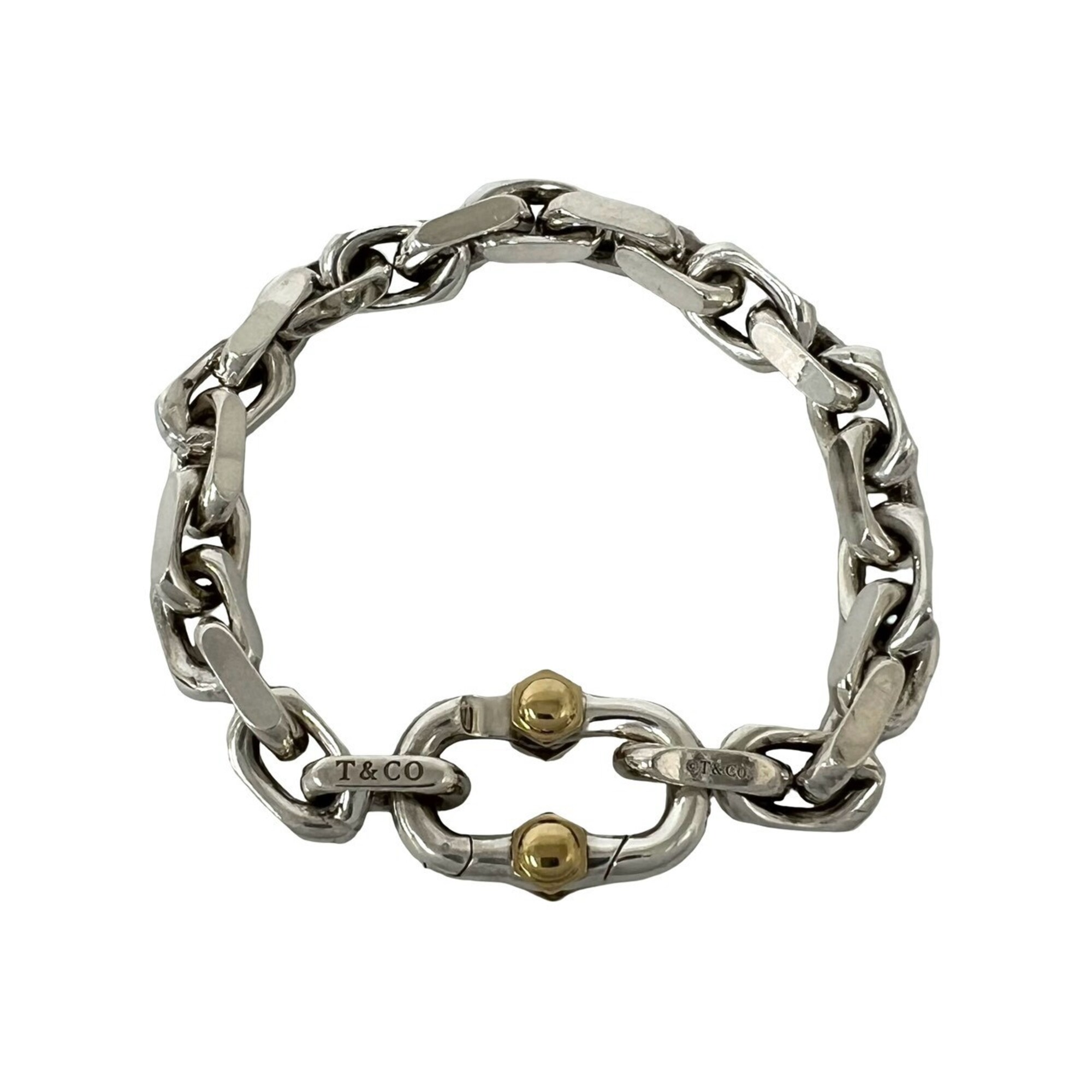 TIFFANY&Co. Tiffany Makers Bracelet, Sterling Silver 925, 18K Yellow Gold 750YG, Accessory, Silver,