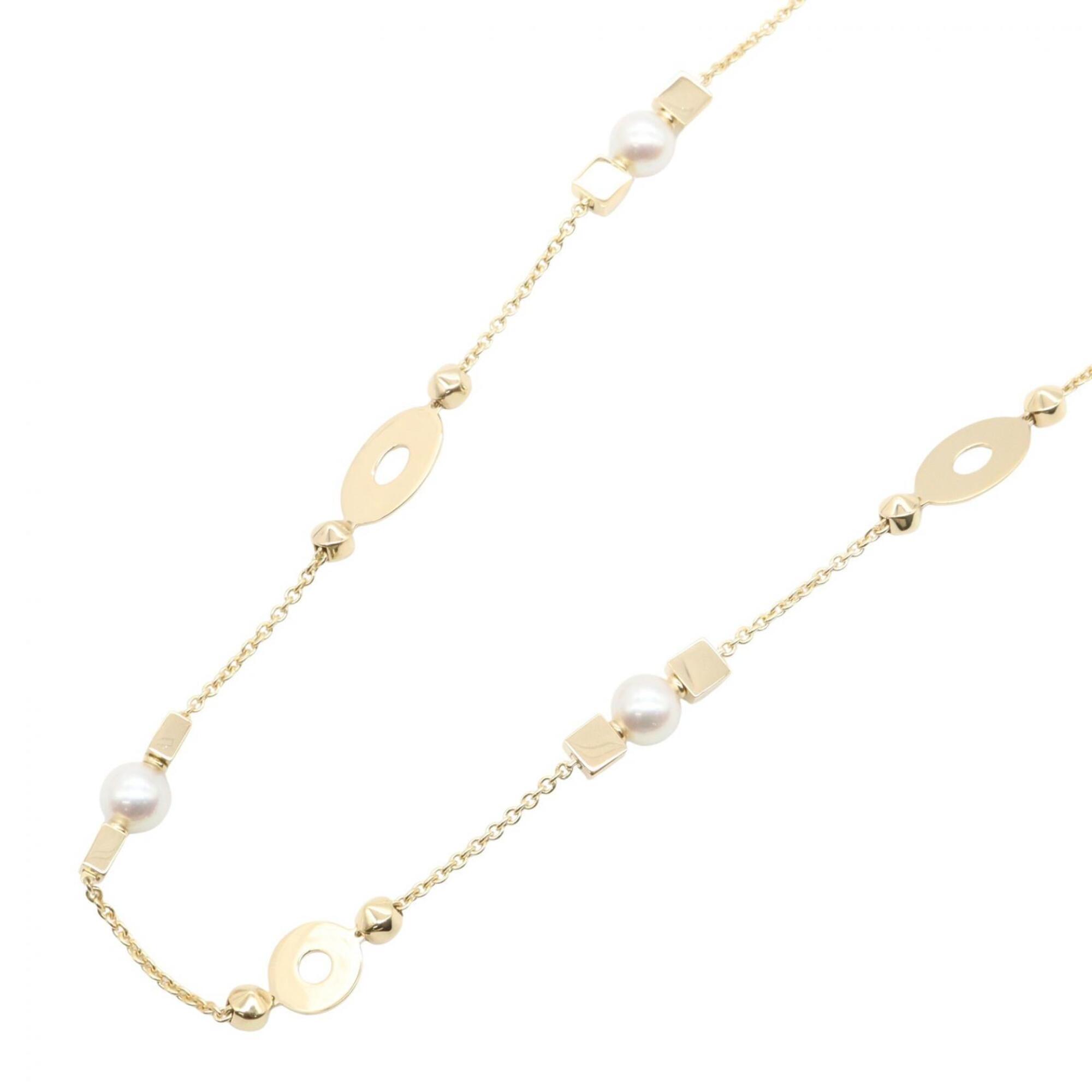 BVLGARI Lucia 10P Pearl Necklace, 18K (Yellow Gold), Pearl, Women\'s, Gold/White Tones, 334307