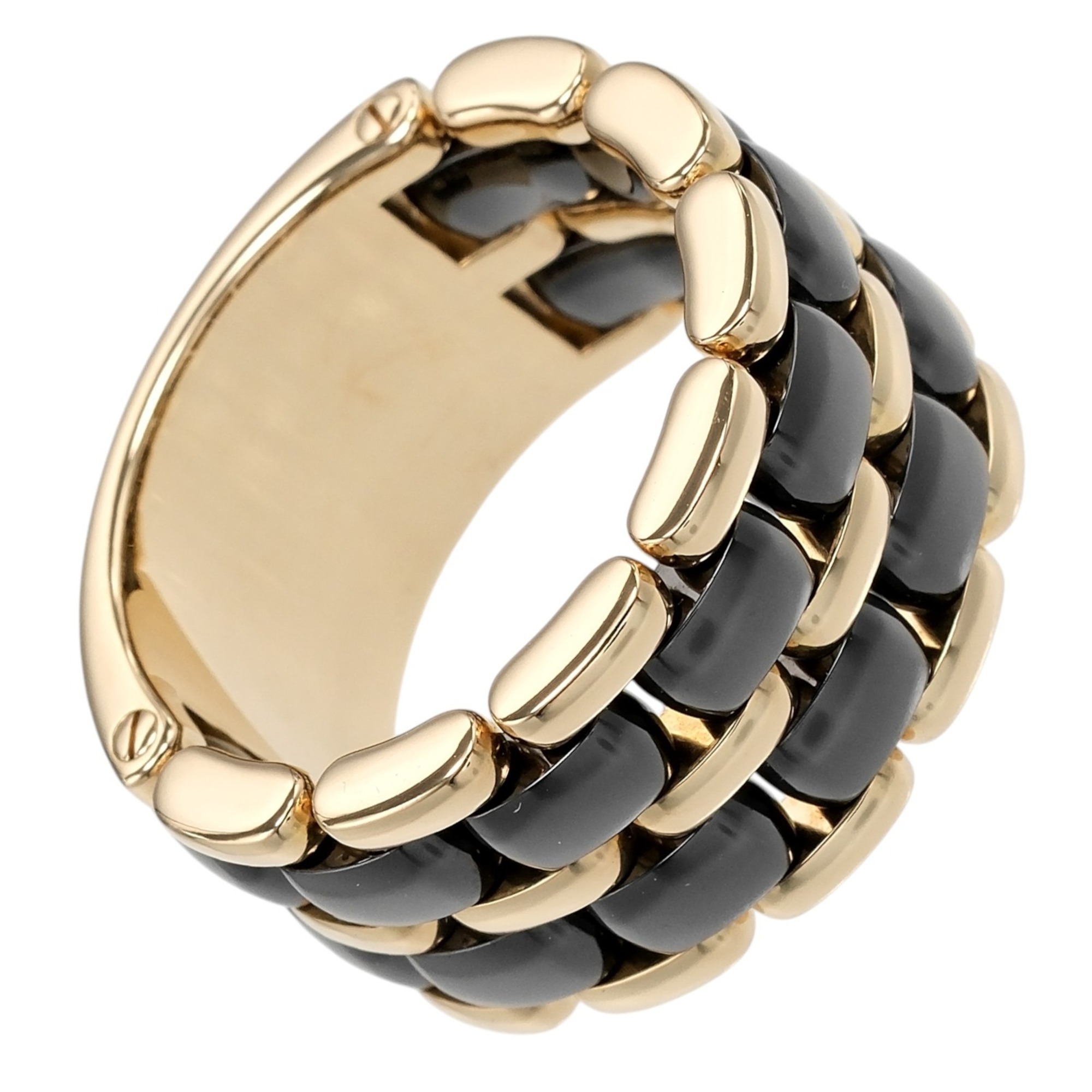 Chanel Ultra Large Ring, Size 20.5, 18K Yellow Gold (KYG), Ceramic, Approx. 20.75g