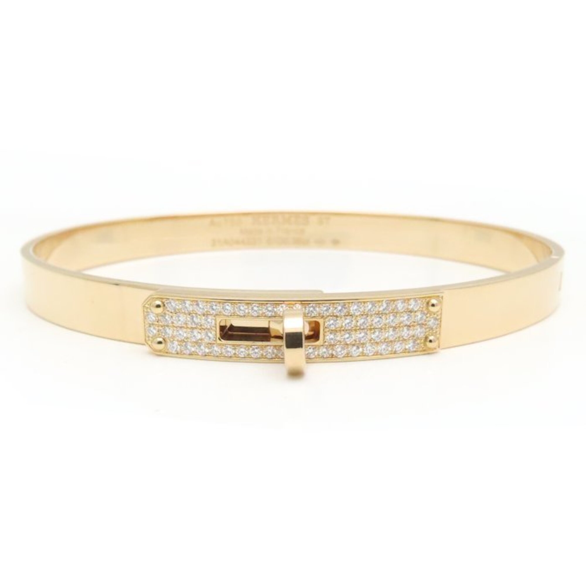 HERMES Kelly PM Bangle with Diamonds, 18K Pink Gold, Women\'s, H110013B00SH 295306