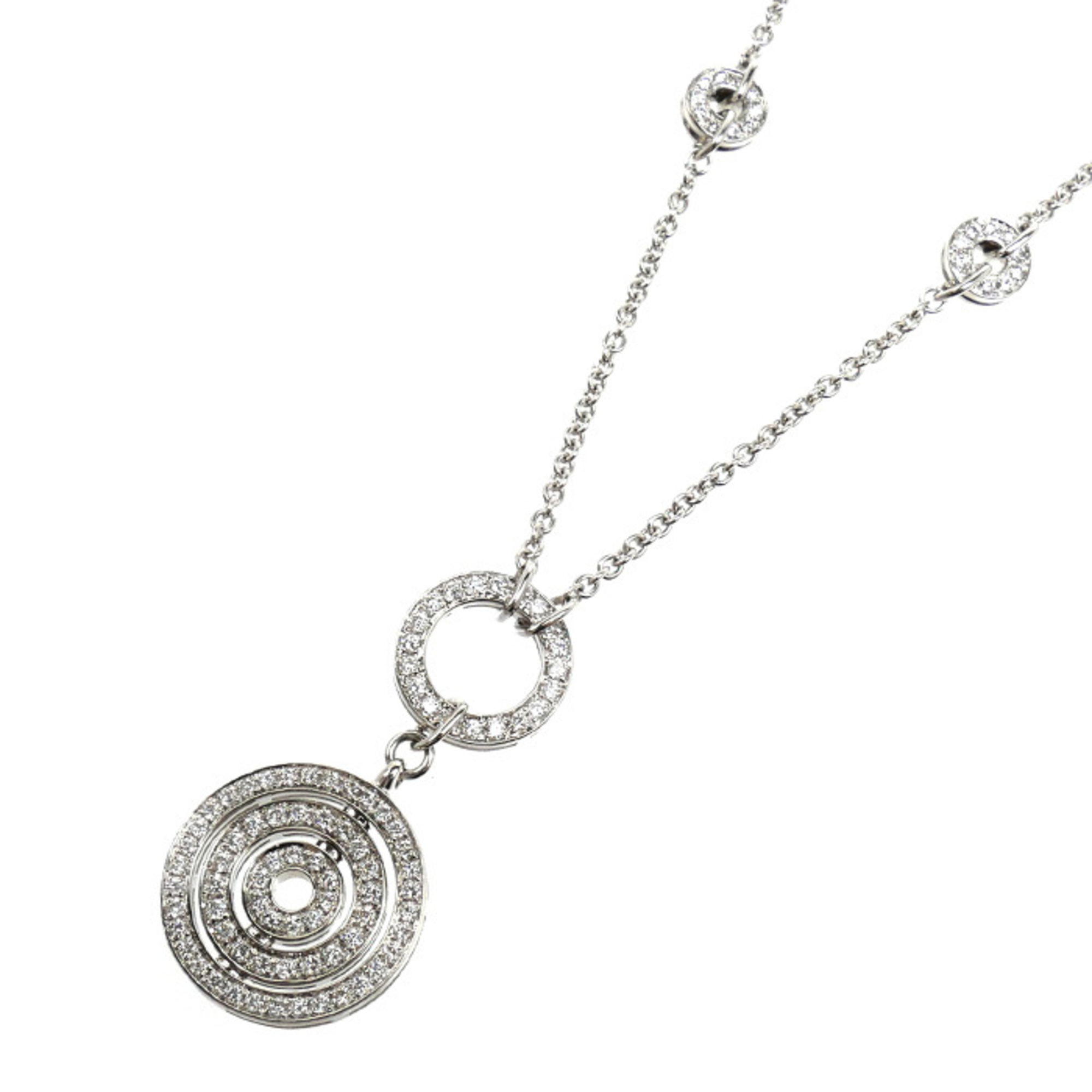 BVLGARI 18KWG White Gold Astrale Cerchi Necklace with Diamonds, 23.0g, Sizes 38, 41, 44, 47cm, Women
