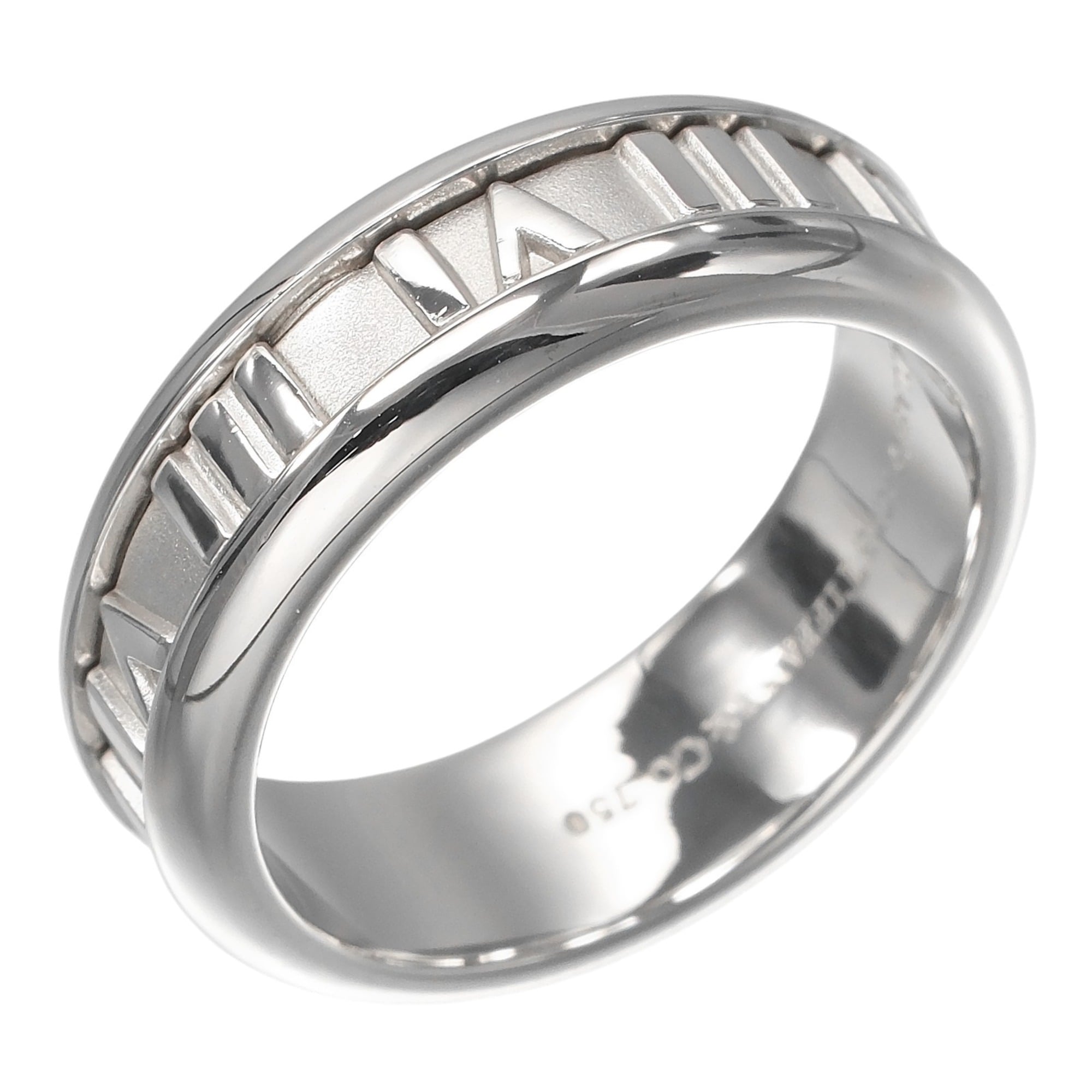 Tiffany & Co. Atlas Ring, Size 16, 18K White Gold, Approx. 11.6g