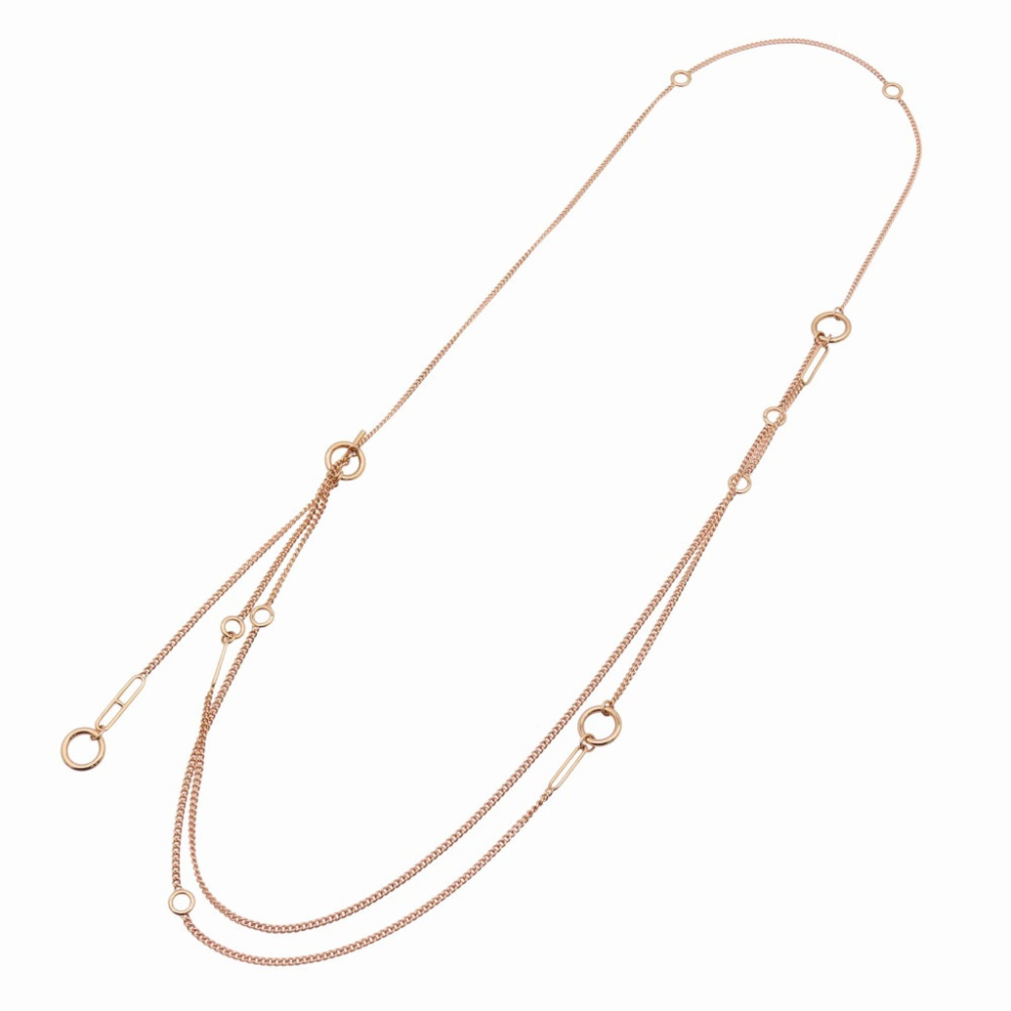 Hermes Like New Herms EchappŽ KL8PG Long Necklace 750 Pink Gold 35.3g Jewelry 1314