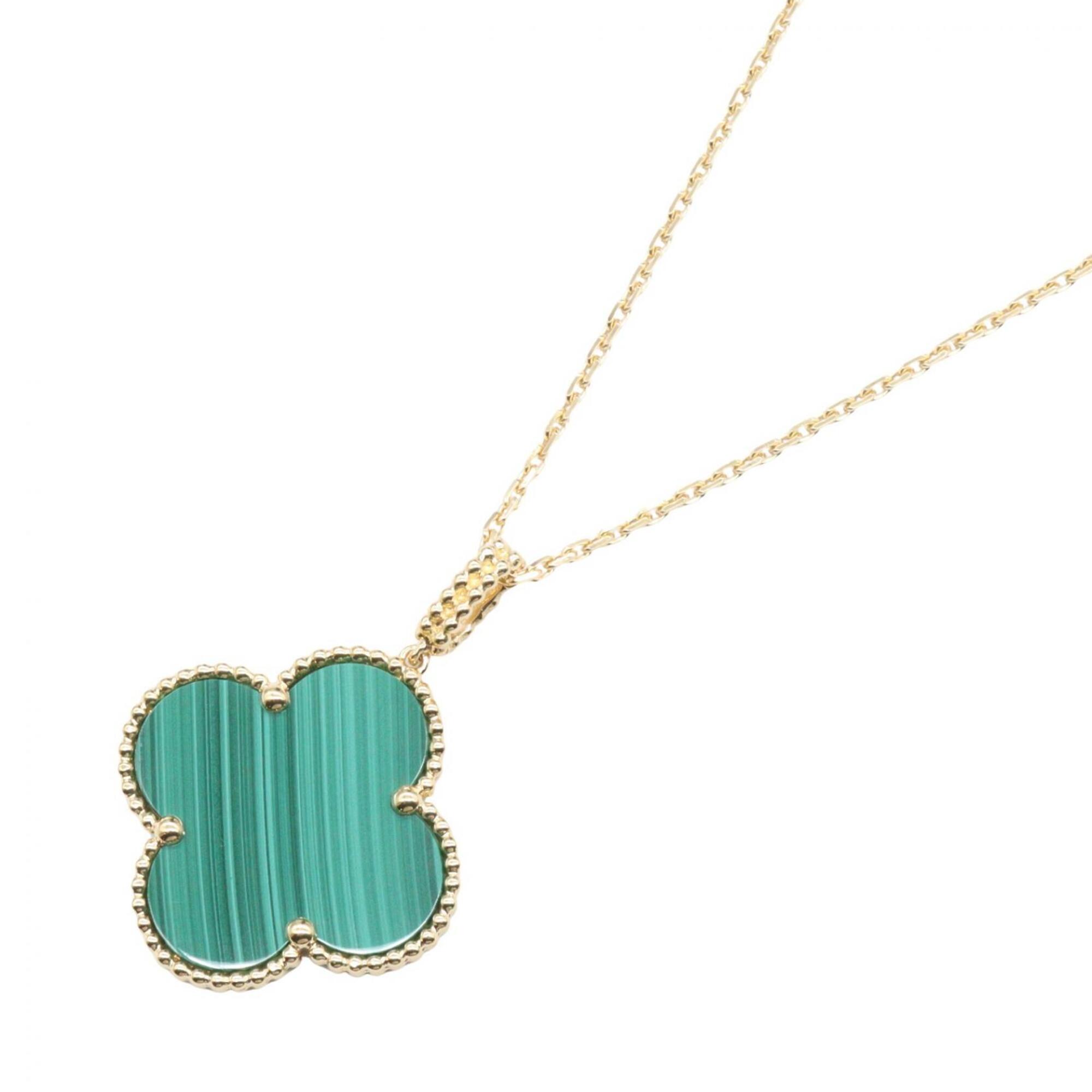 Van Cleef & Arpels Magic Alhambra Malachite Necklace, 18K (Yellow Gold), Malachite, Women\'s, Gold/G