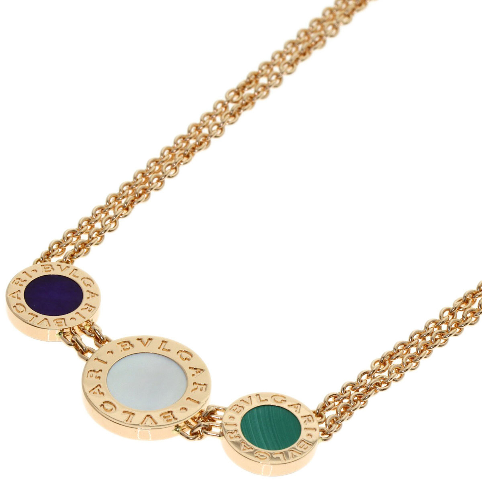 BVLGARI Malachite Sugilite Shell Necklace 18K Pink Gold Women\'s