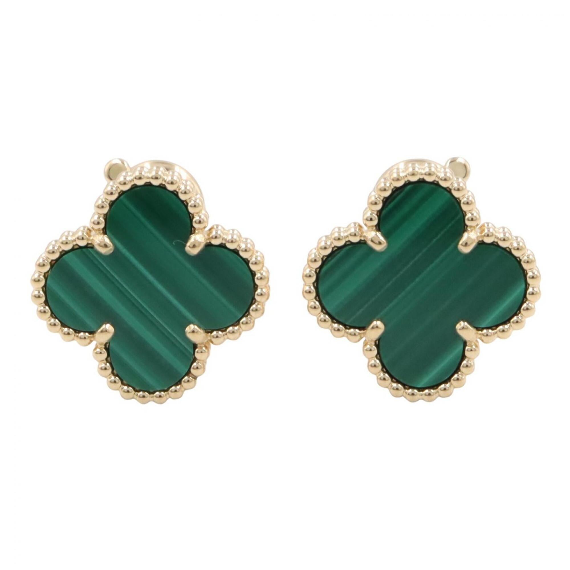 Van Cleef & Arpels Vintage Alhambra Malachite Earrings, 18K (Yellow Gold), Malachite, Women\'s, Gold