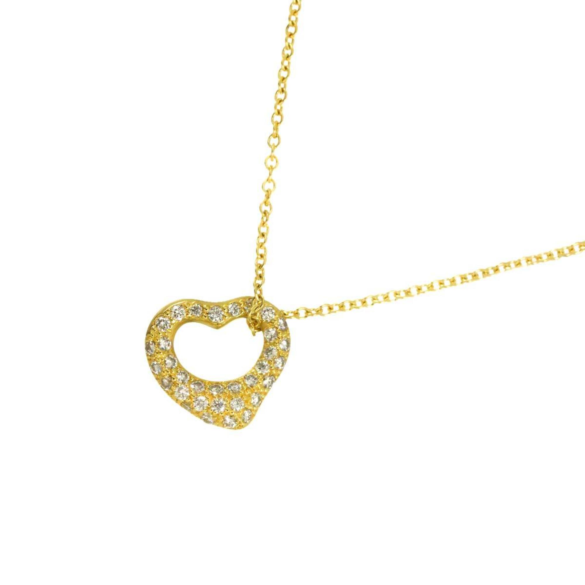 Tiffany & Co. Open Heart Necklace, 11mm wide, 0.21ct diamond, 45cm length, 18K YG (750) yellow gold.