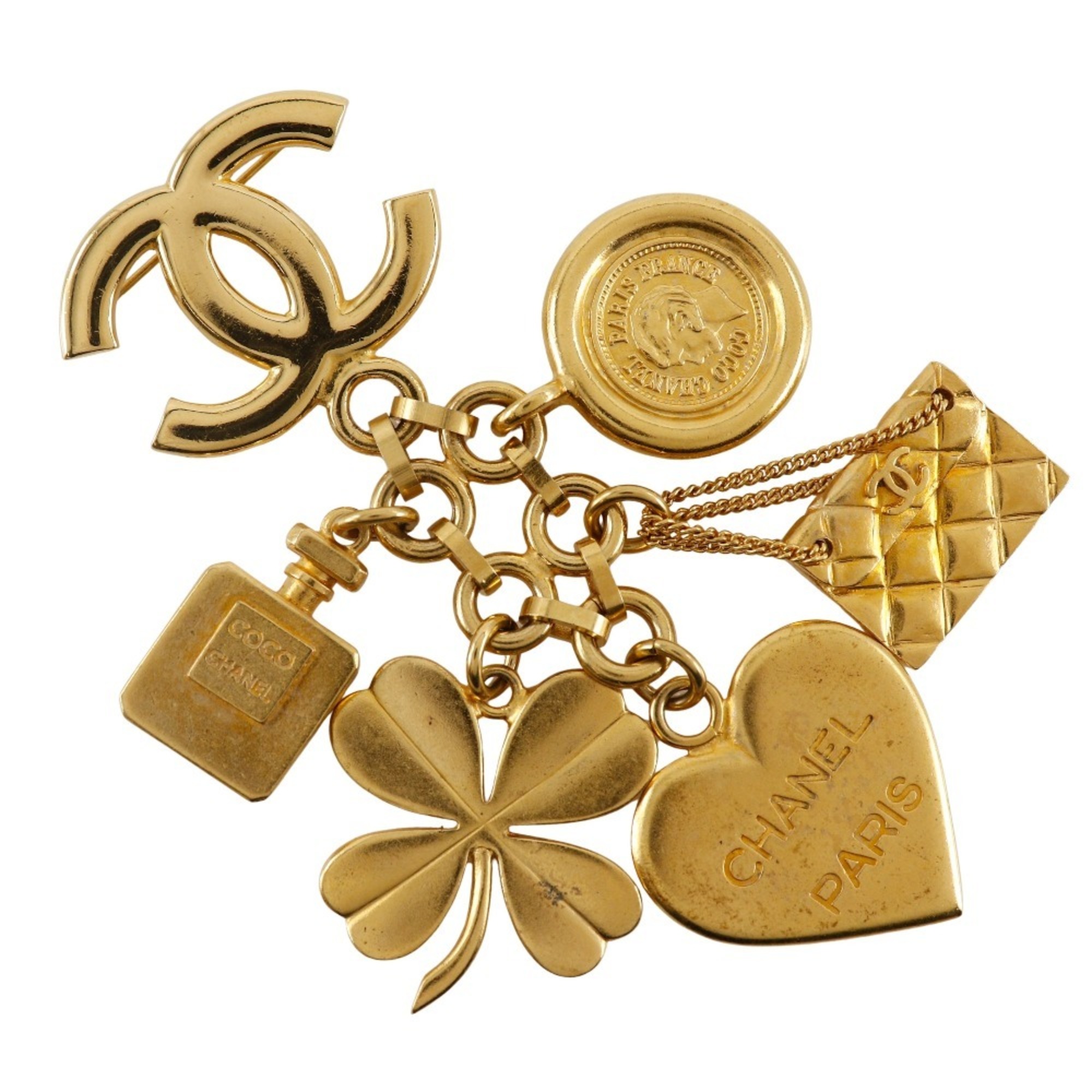 CHANEL Icon Charm Brooch with Coco Mark, Gold Plated, 1996, 96 Pieces, Approx. 74.2g, Charm, Women\'