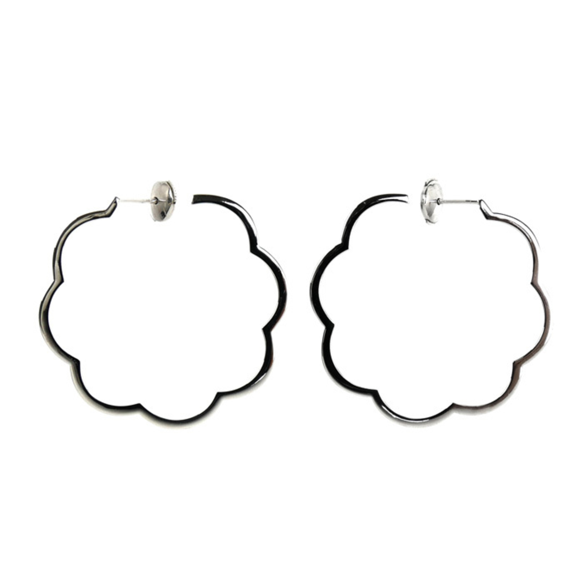 CHANEL 18KWG White Gold Camellia Earrings 6.2g Women\'s