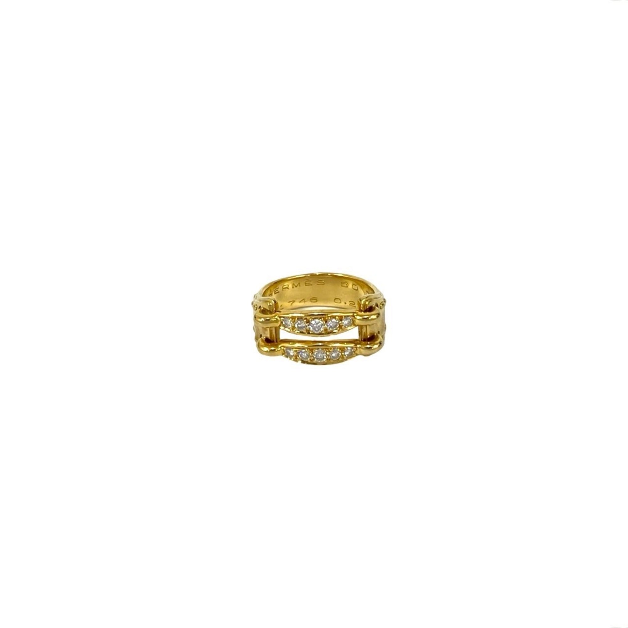 HERMES Vintage Mexico Ring with Diamonds, 18K Yellow Gold, Size 8, ´24,000