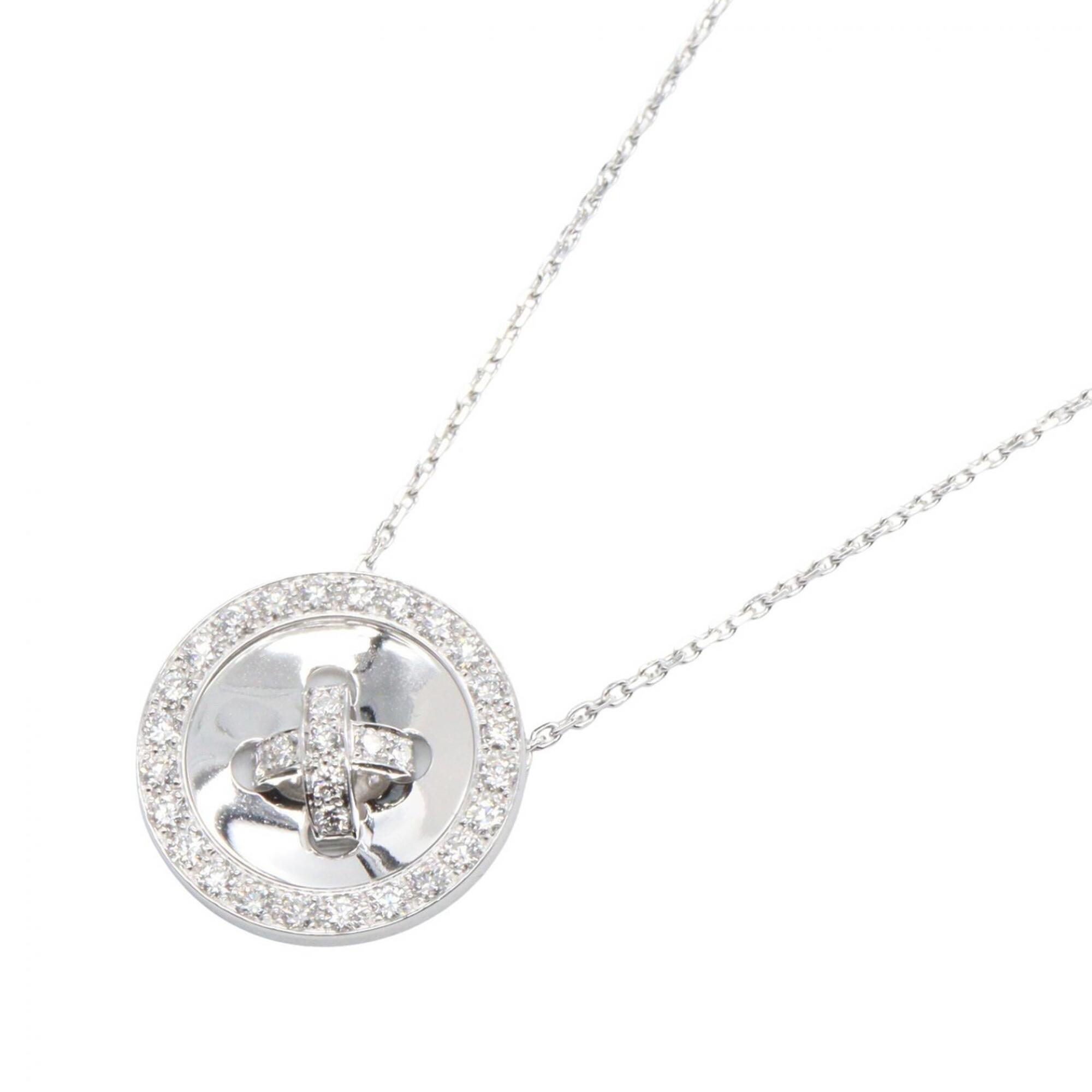 Van Cleef & Arpels Boutonniere Diamond Necklace, 18K White Gold (18KWG), Diamond, Women\'s, Silver T