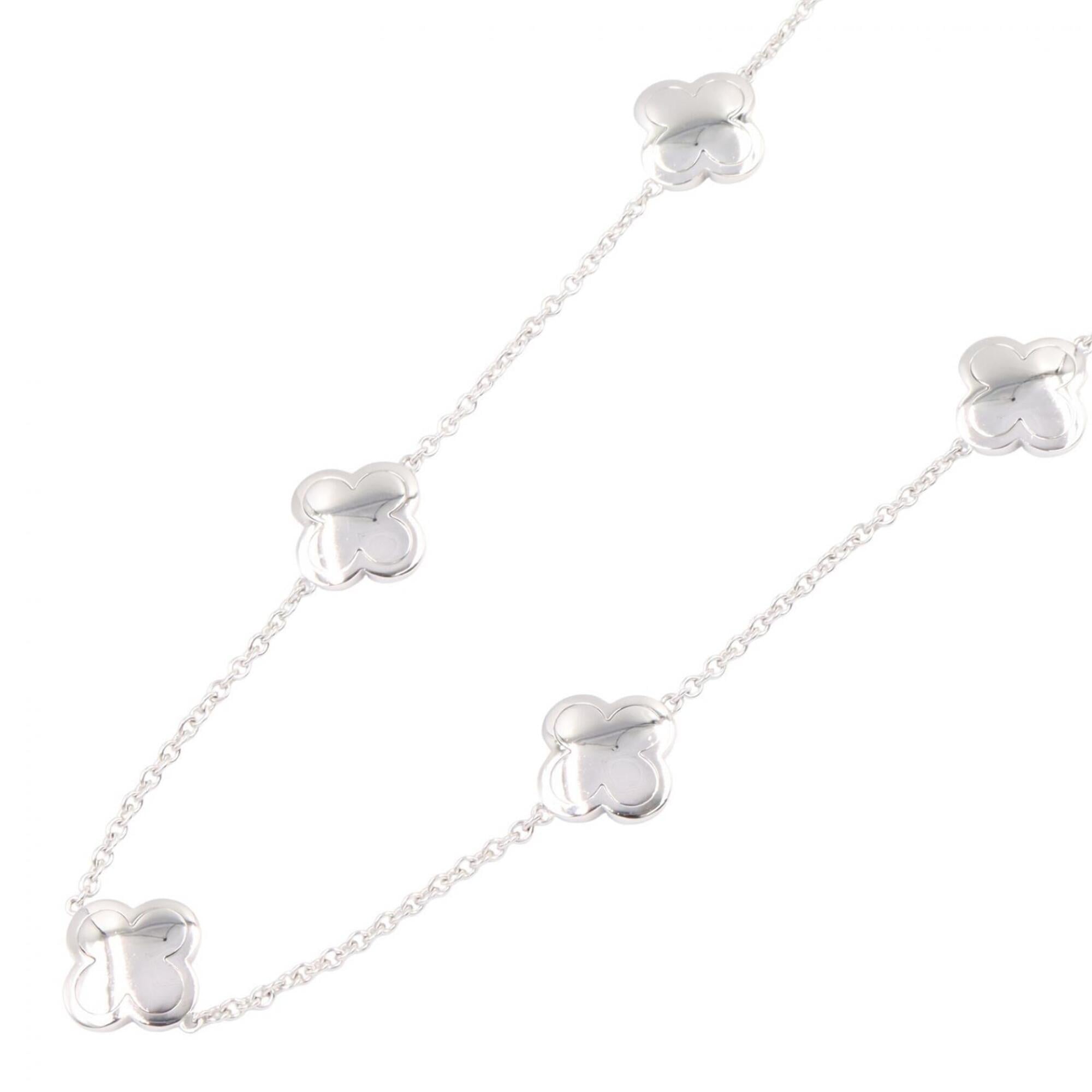 Van Cleef & Arpels Pure Alhambra 14 Motif Necklace, 18K White Gold (WG), Women\'s, Silver Tone