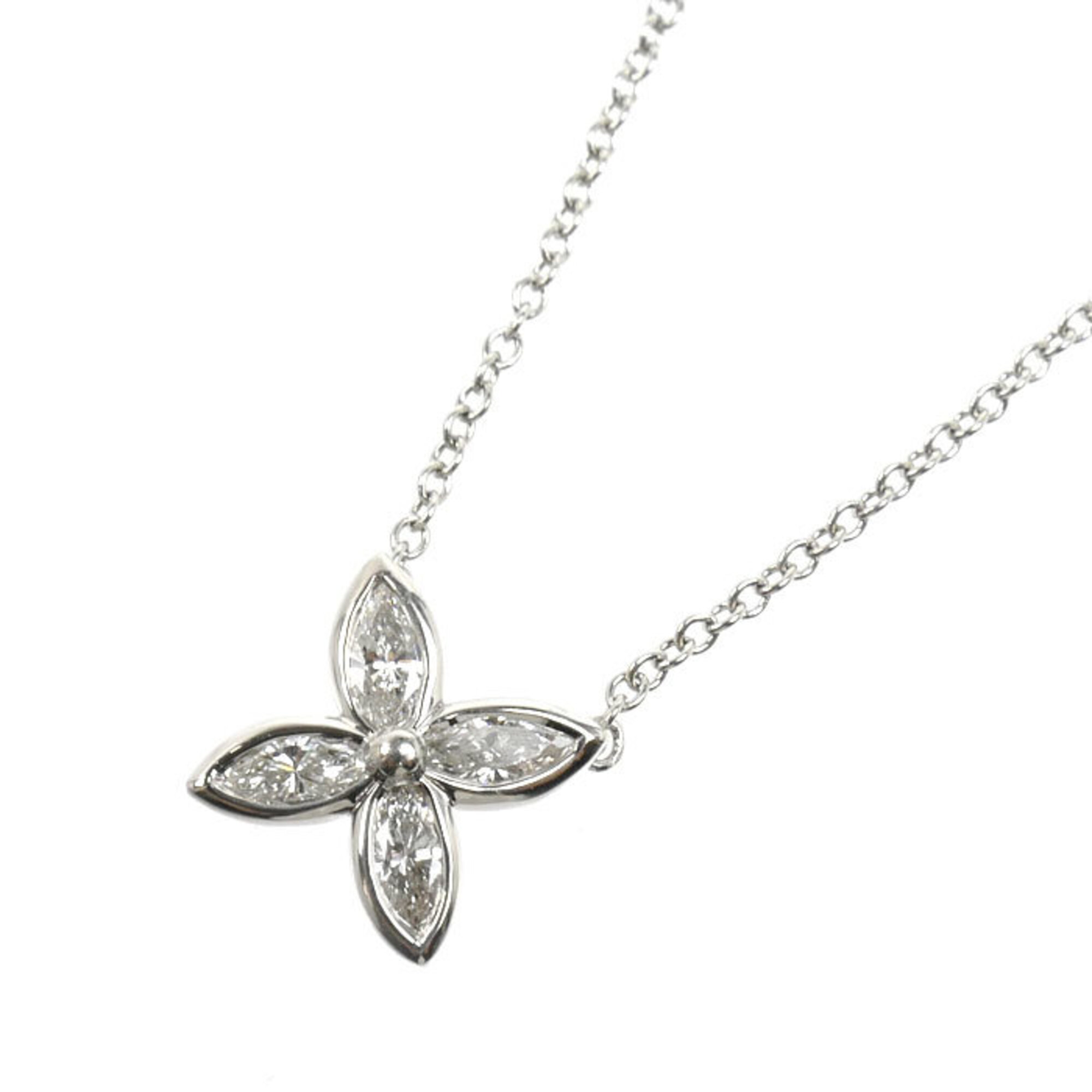 TIFFANY&Co. Tiffany & Co. Pt950 Platinum Victoria Small Necklace with Diamonds, 3.0g, 45cm, Women\'s