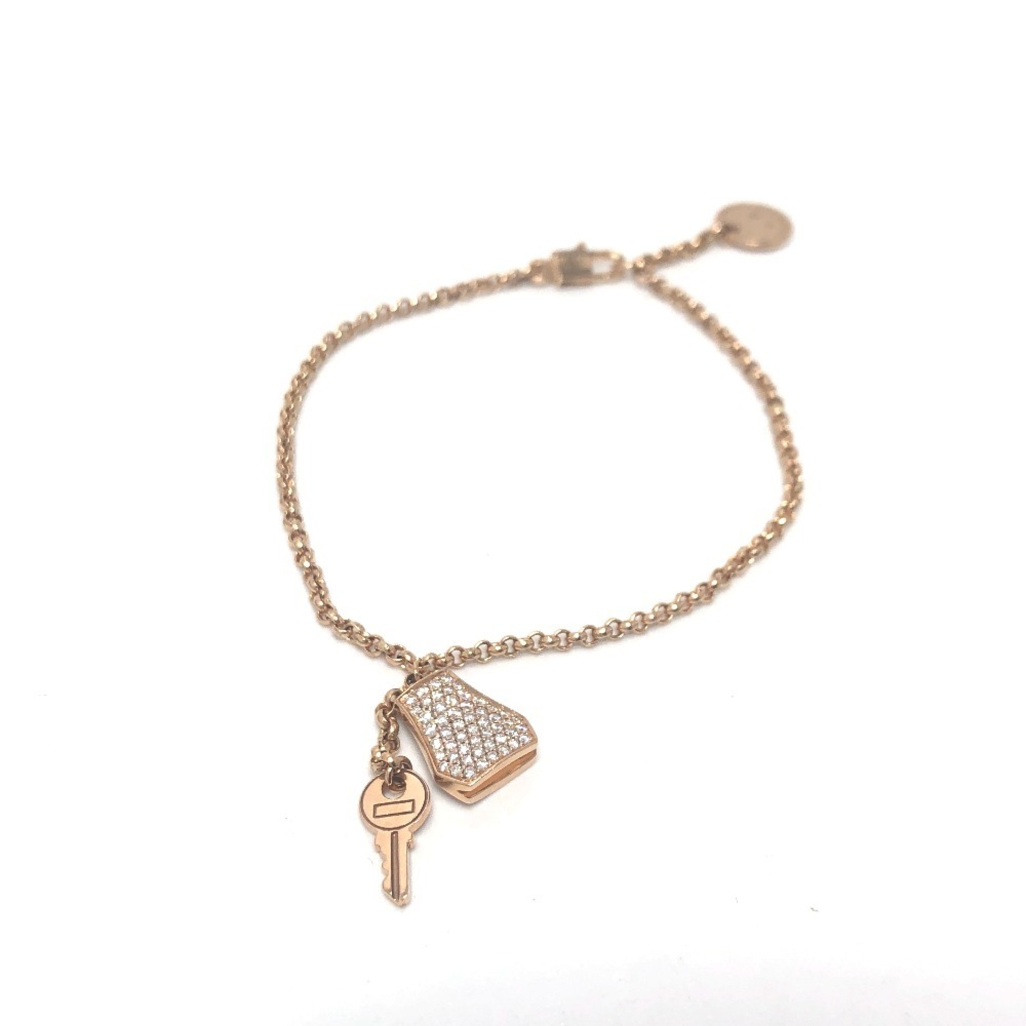 HERMES Hermes K18PG Kelly Crochet Diamond Chain Bracelet Women\'s Gold