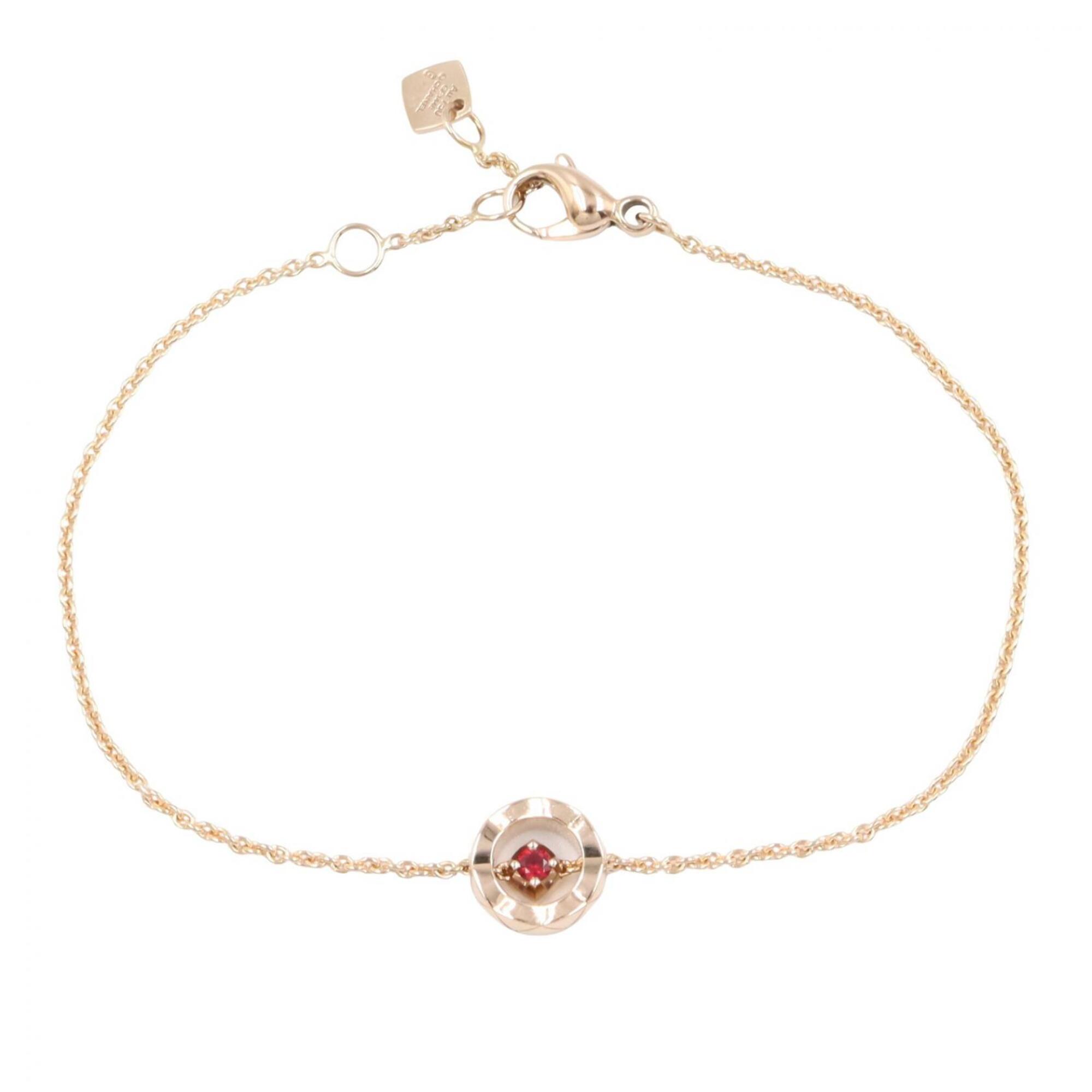 Chanel Coco Crush Ruby Bracelet, 18K Pink Gold (PG), Ruby, Women\'s, Gold/Red Tone, J13044