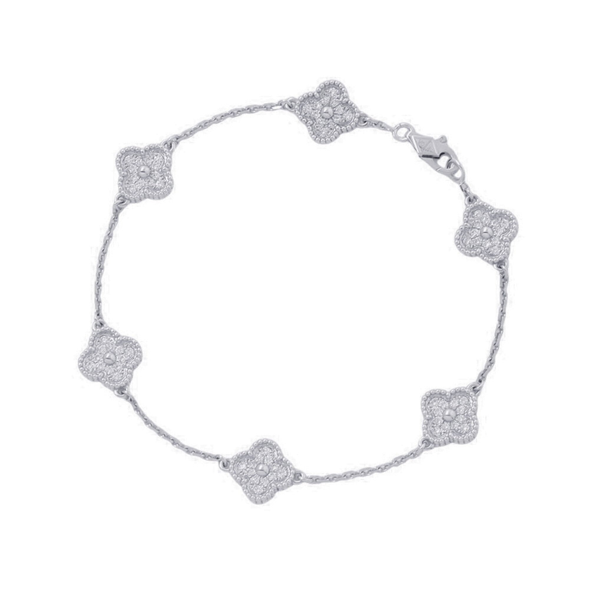 Van Cleef & Arpels Sweet Alhambra Bracelet, 6 Motifs, 72 Diamonds (0.48ct total), 18K White Gold, VC