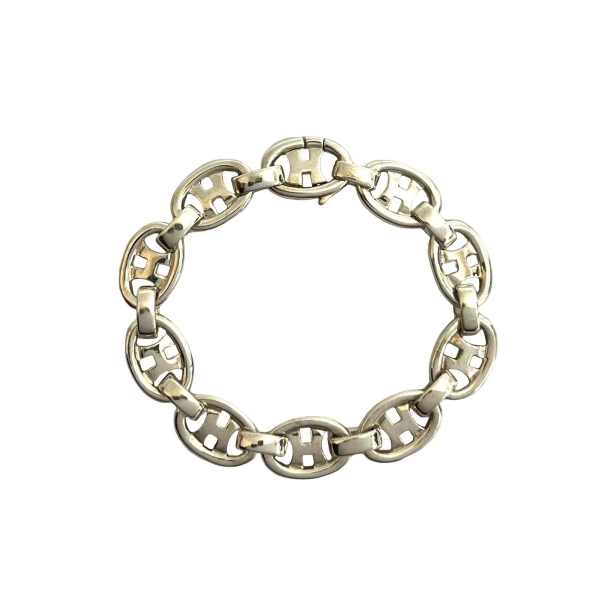 HERMES H-logo bracelet, sterling silver 925 chain bangle, for men and women, item number 05707.