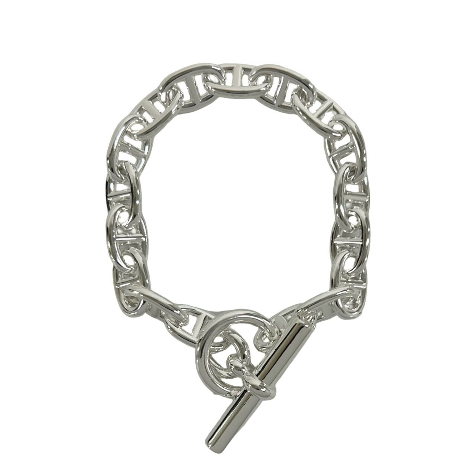 HERMES Chaine d\'Ancre MM 17-link bracelet, sterling silver 925 chain bangle accessory for men, silv