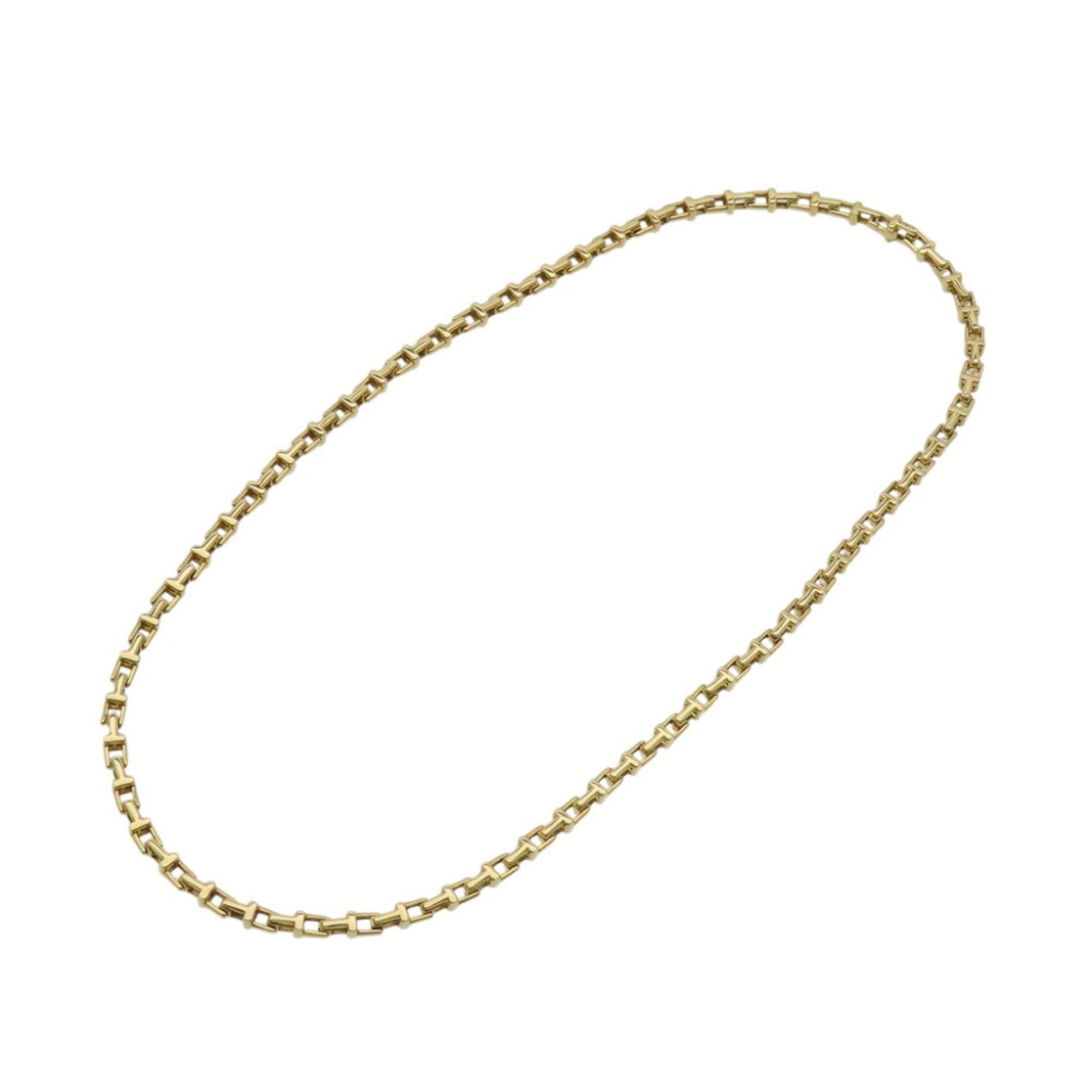 Tiffany & Co. 18K Yellow Gold T Narrow Chain Necklace, 750 Jewelry, 0977 (Unisex)