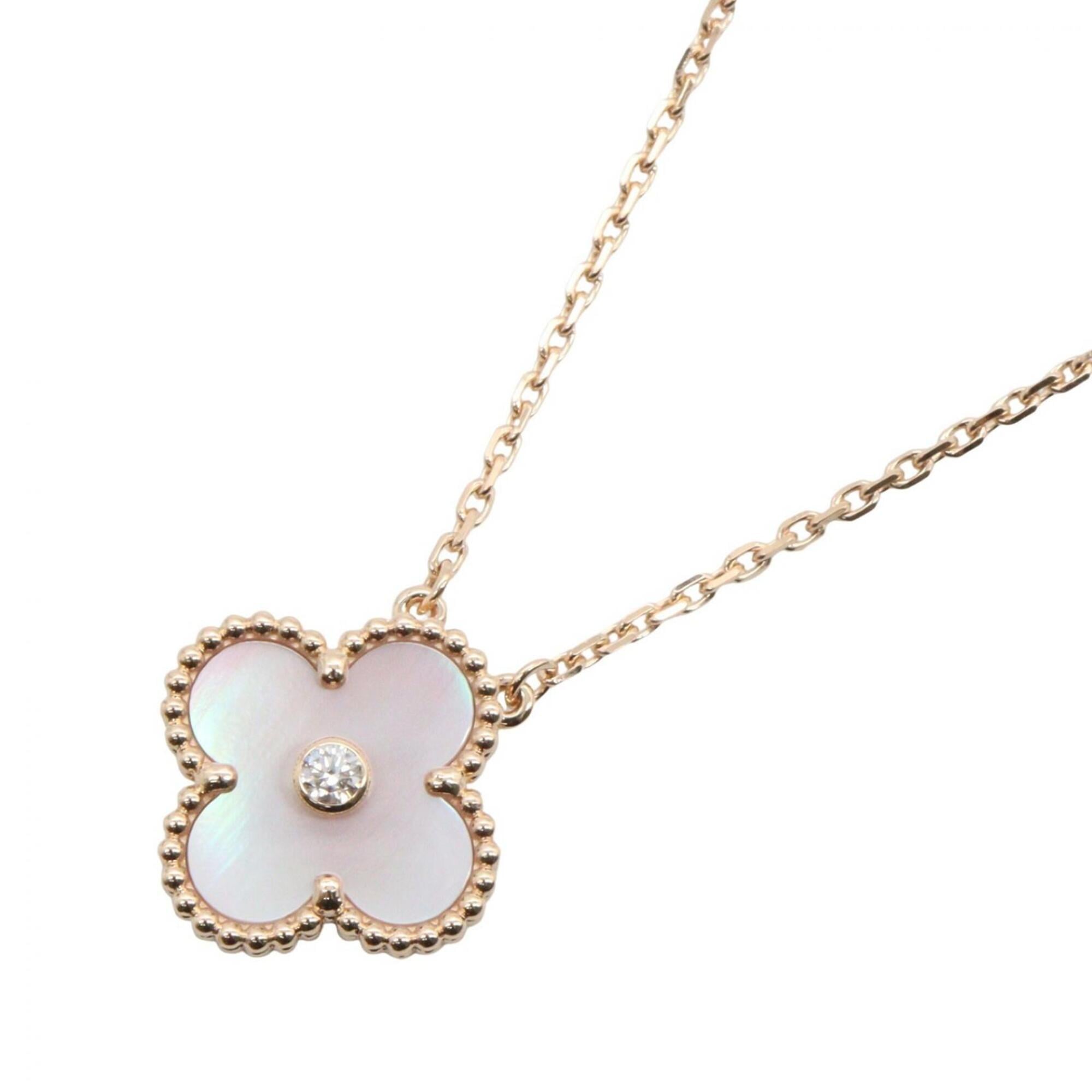 Van Cleef & Arpels Vintage Alhambra Mother-of-Pearl 1P Necklace, 18K Pink Gold (PG), Diamond, Mother