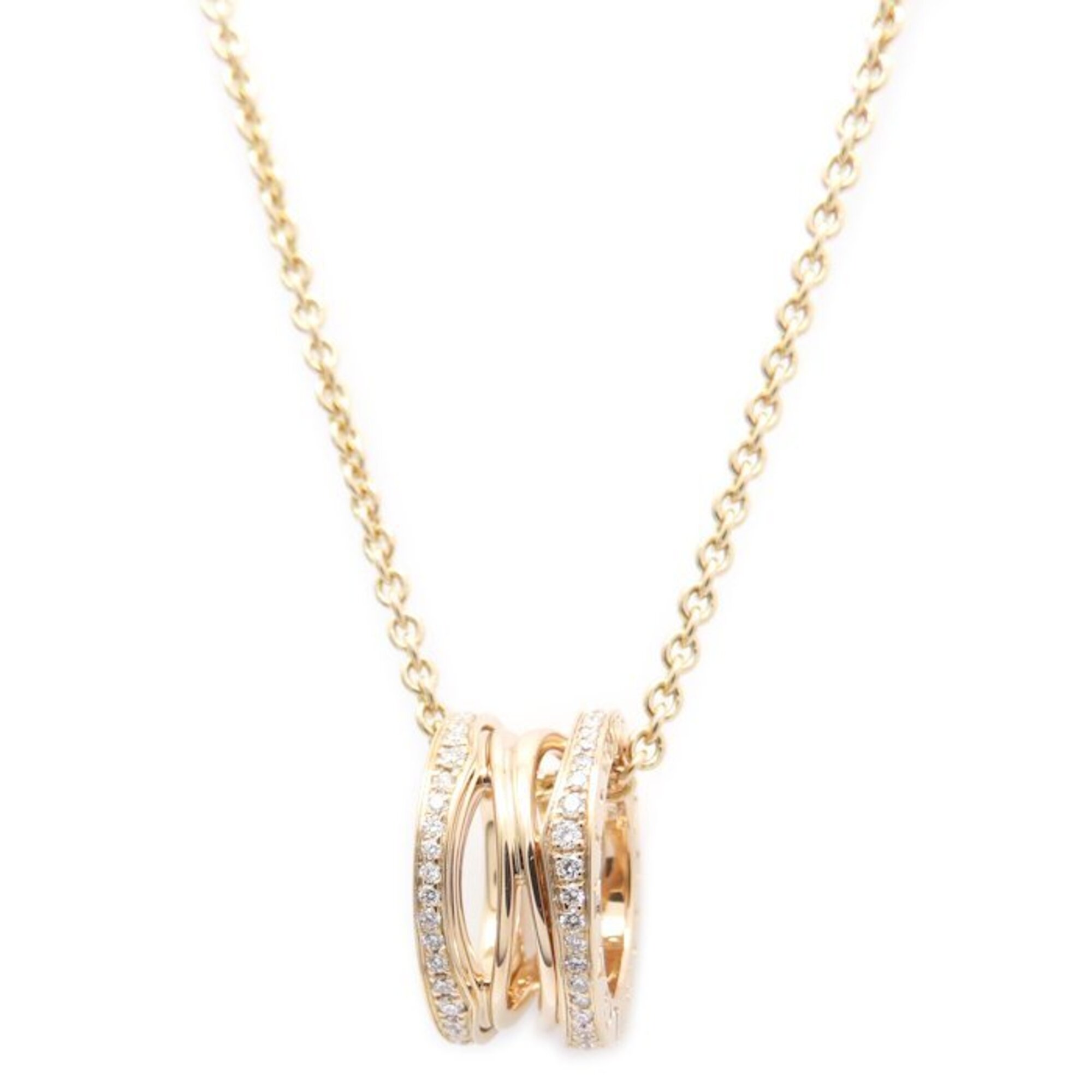 BVLGARI B.zero1 Design Legend Necklace with Diamonds, 18K Pink Gold, Women\'s, 295610