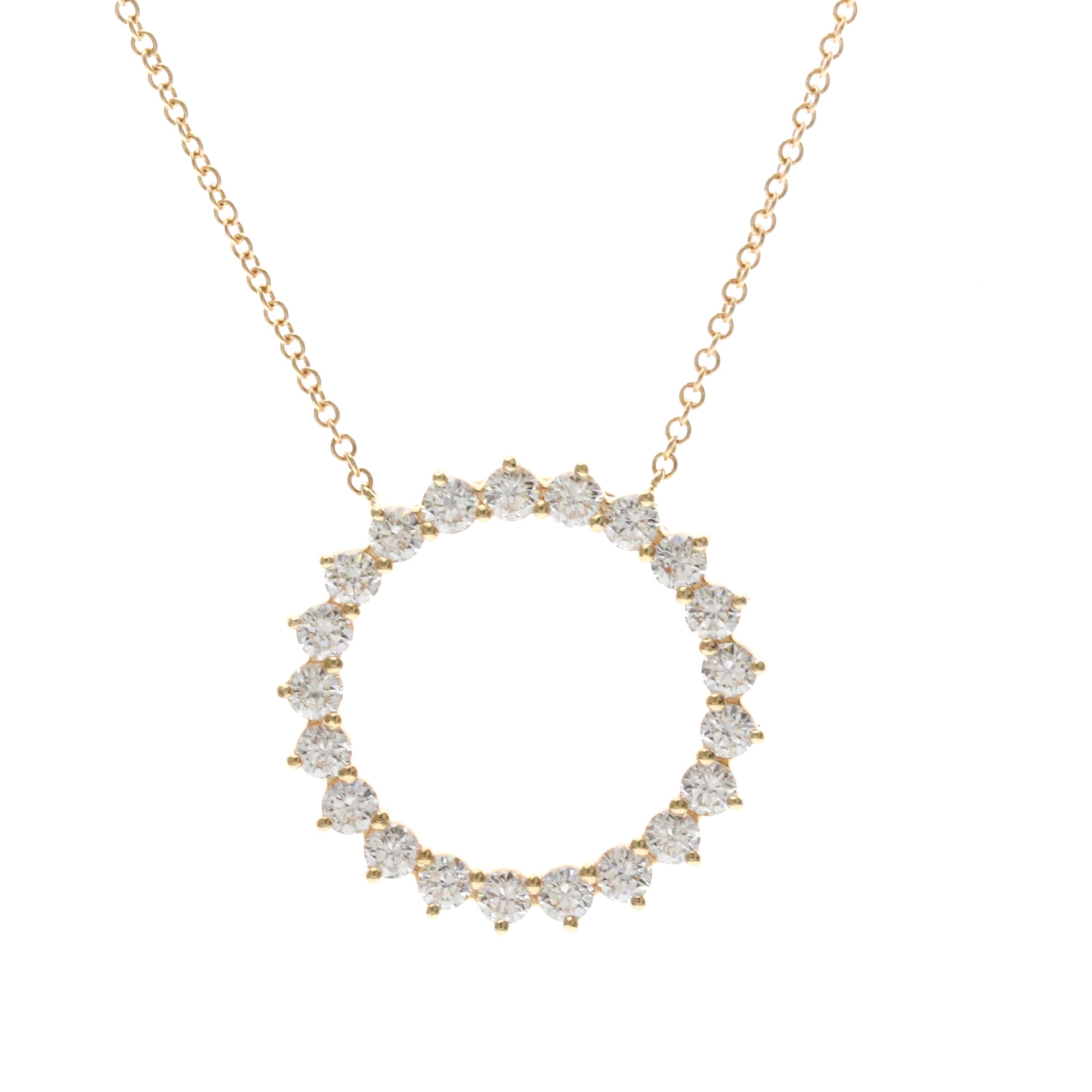 TIFFANY Open Circle Diamond Necklace Large Size 18K Pink Gold Polished