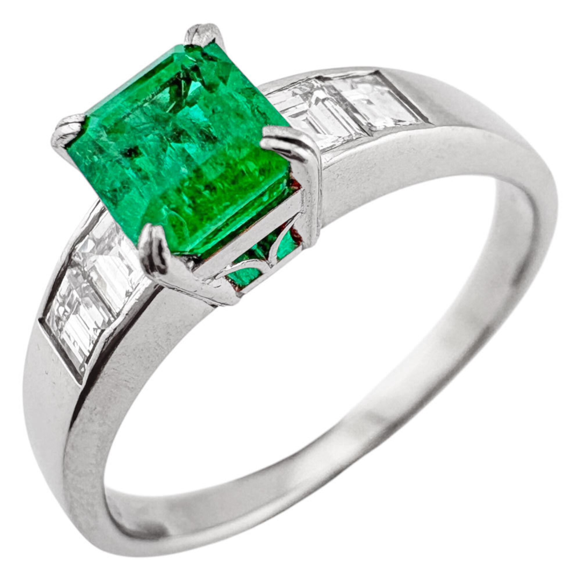 Christian Dior Ring, Dior, 1 Pt900 Platinum, Emerald 0.78ct, Diamond 0.40ct, Women\'s