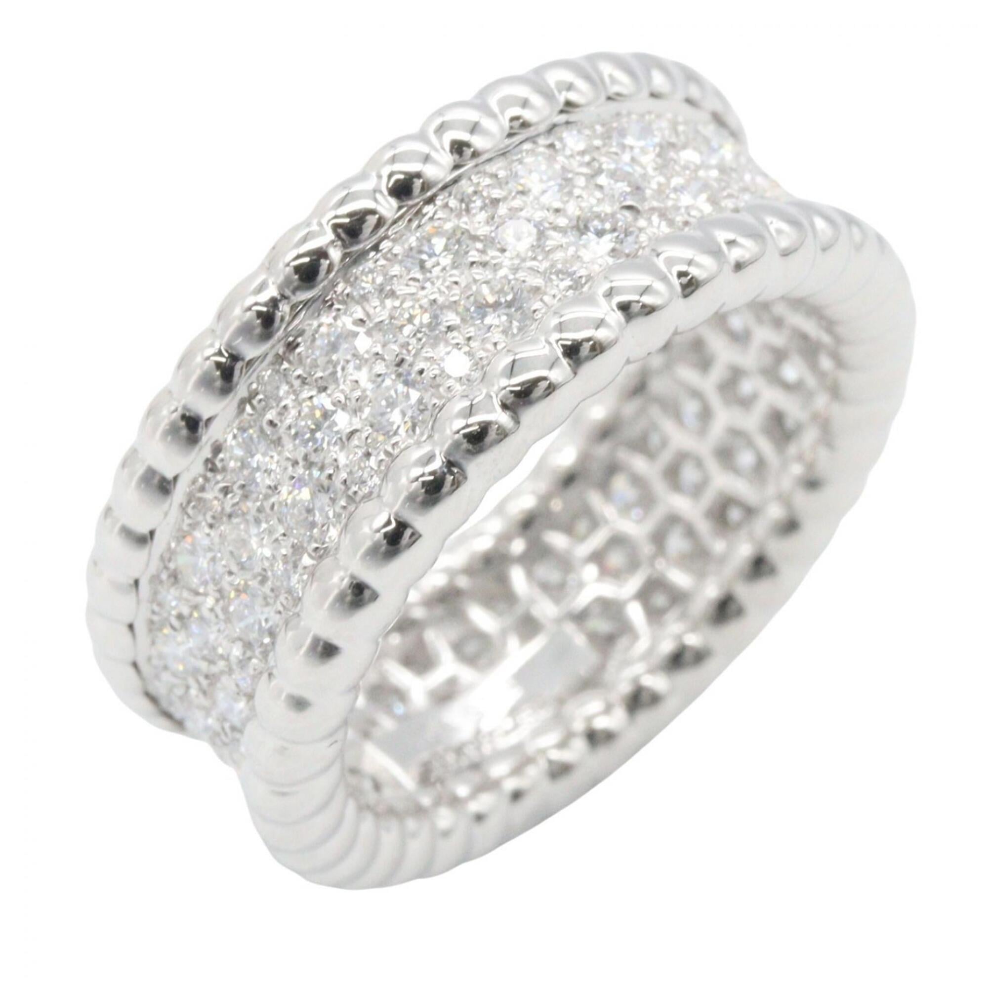 Van Cleef & Arpels Perlee Diamond Ring, Triple Band Model, 18K White Gold (18KWG), Diamond, Women\'s