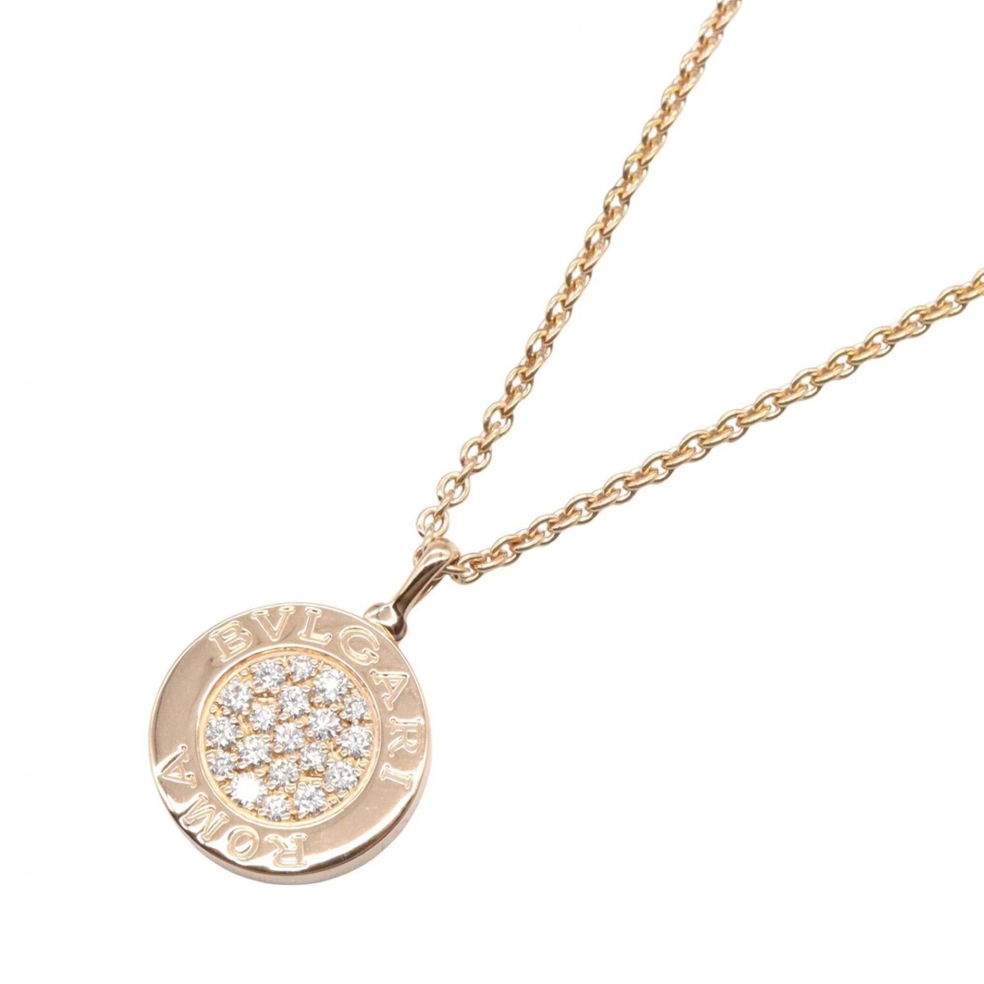 BVLGARI Necklace Diamond Onyx Jewelry 18KPG (Pink Gold) Women\'s Gold Tone Clear Black 350815