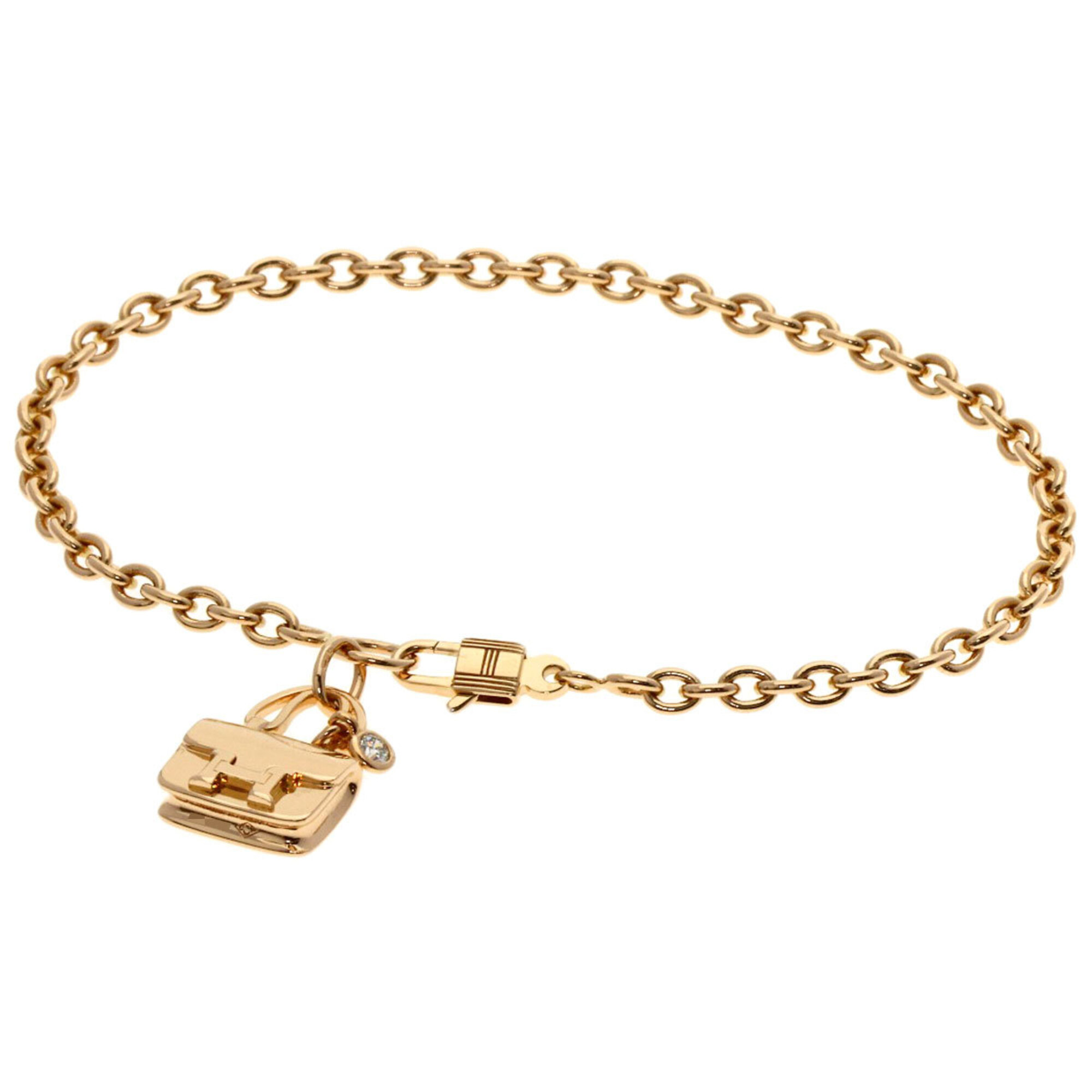 Hermes Constance 1P Diamond Bracelet 18K Pink Gold Women\'s HERMES